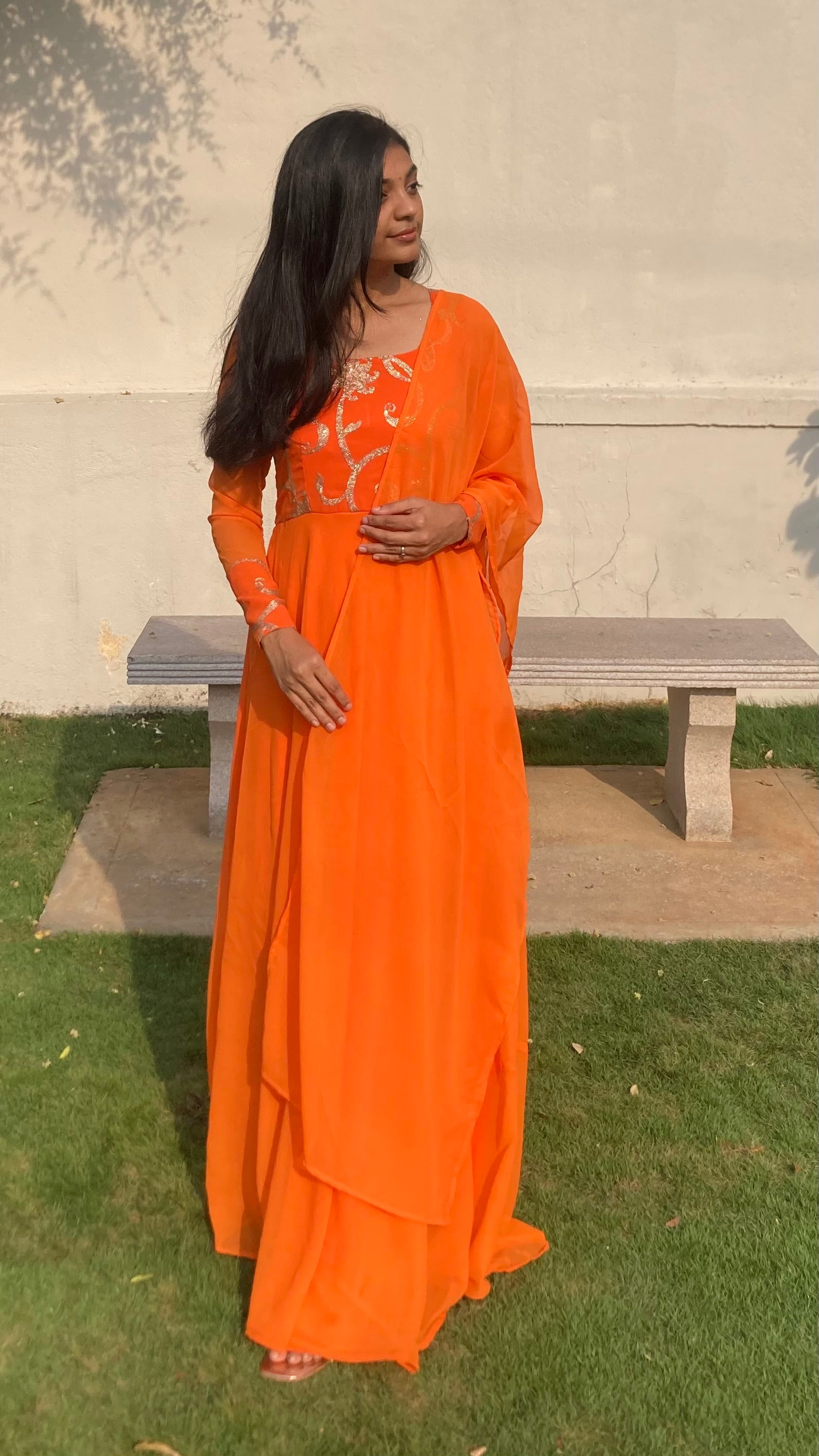 Rasna- Georgette Sequins Anarkali + shawl