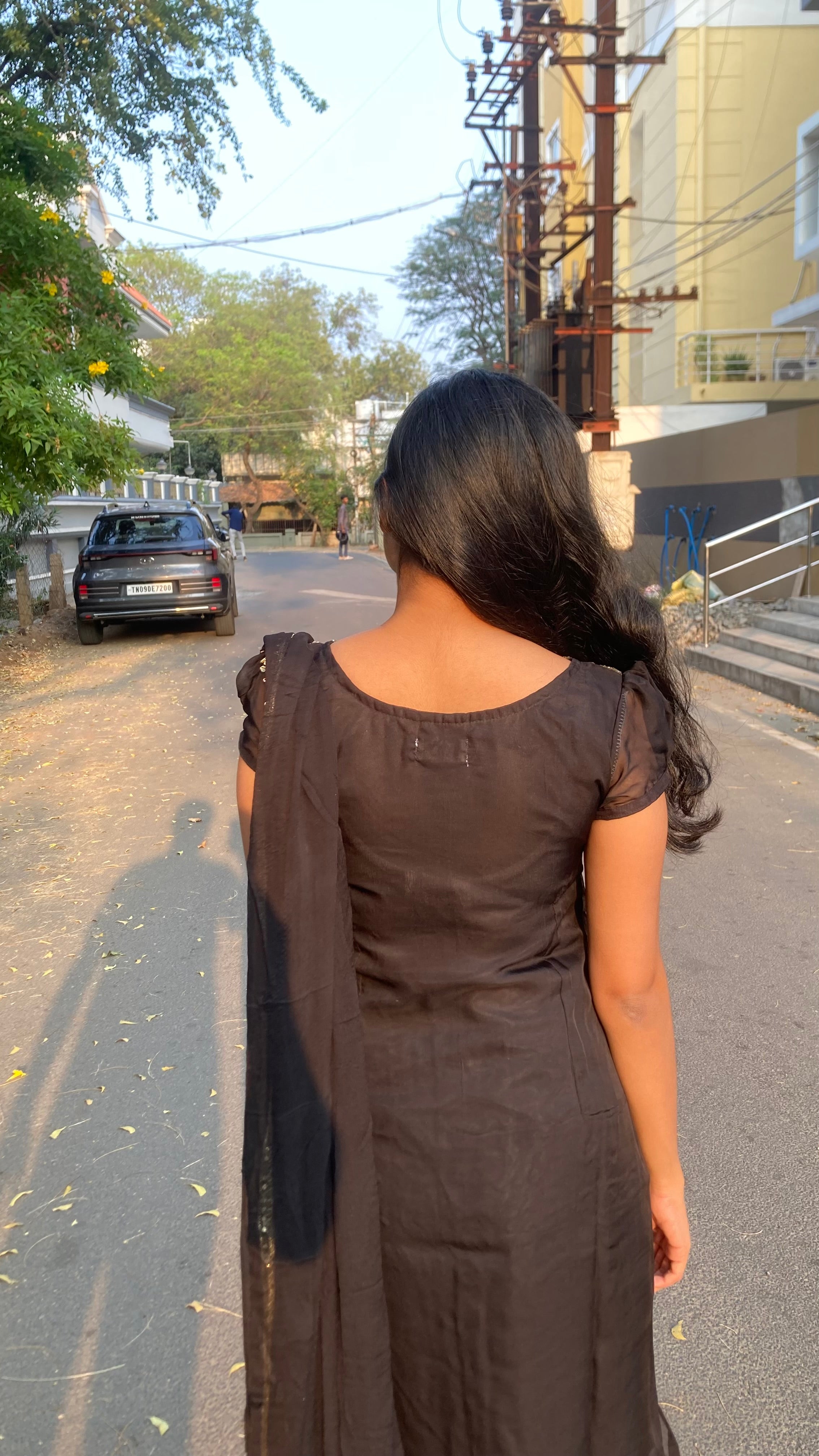 Viscose Organza-Mirror work-bandhini flowers