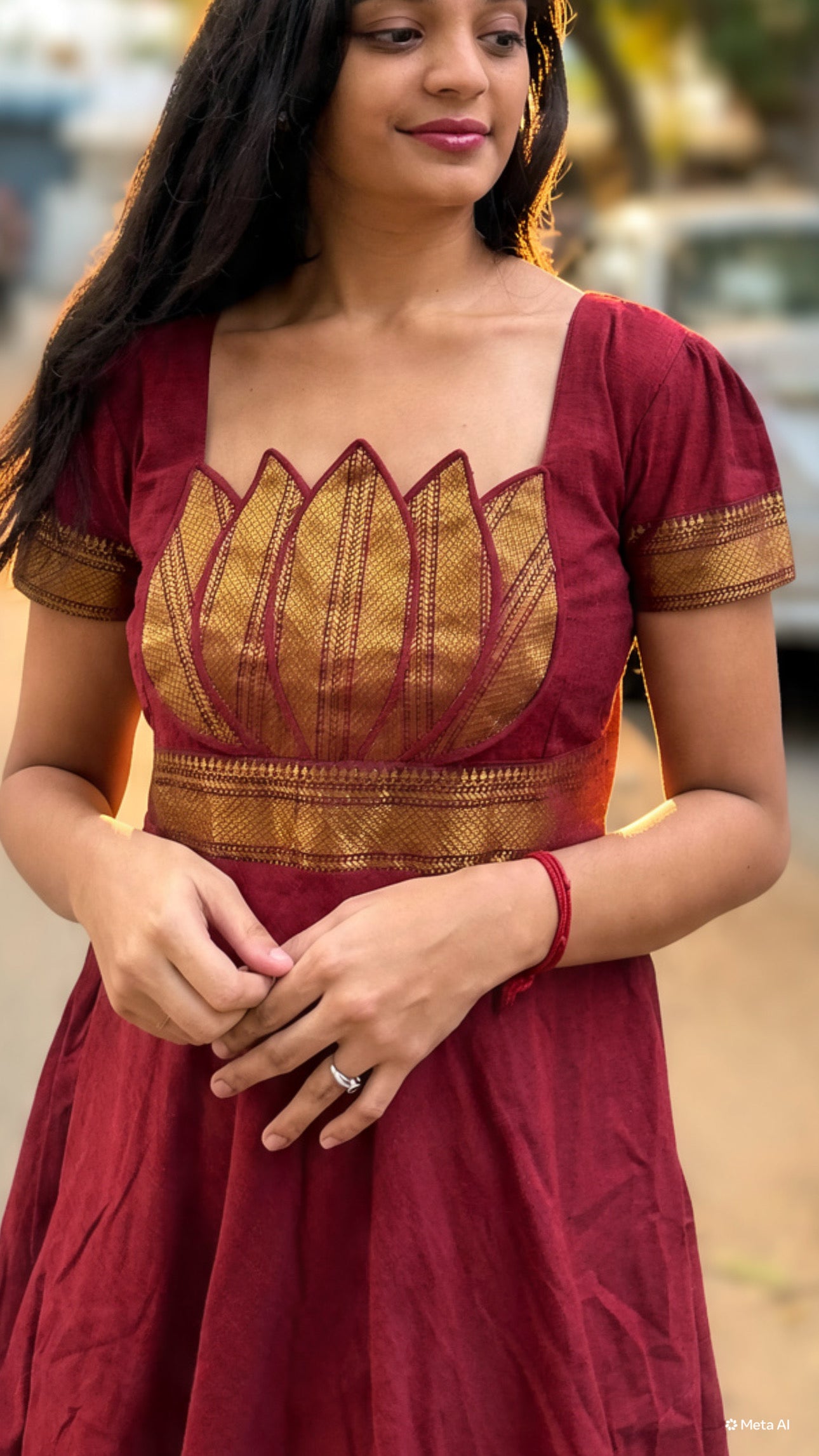 Lotus Anarkali set - Maroon