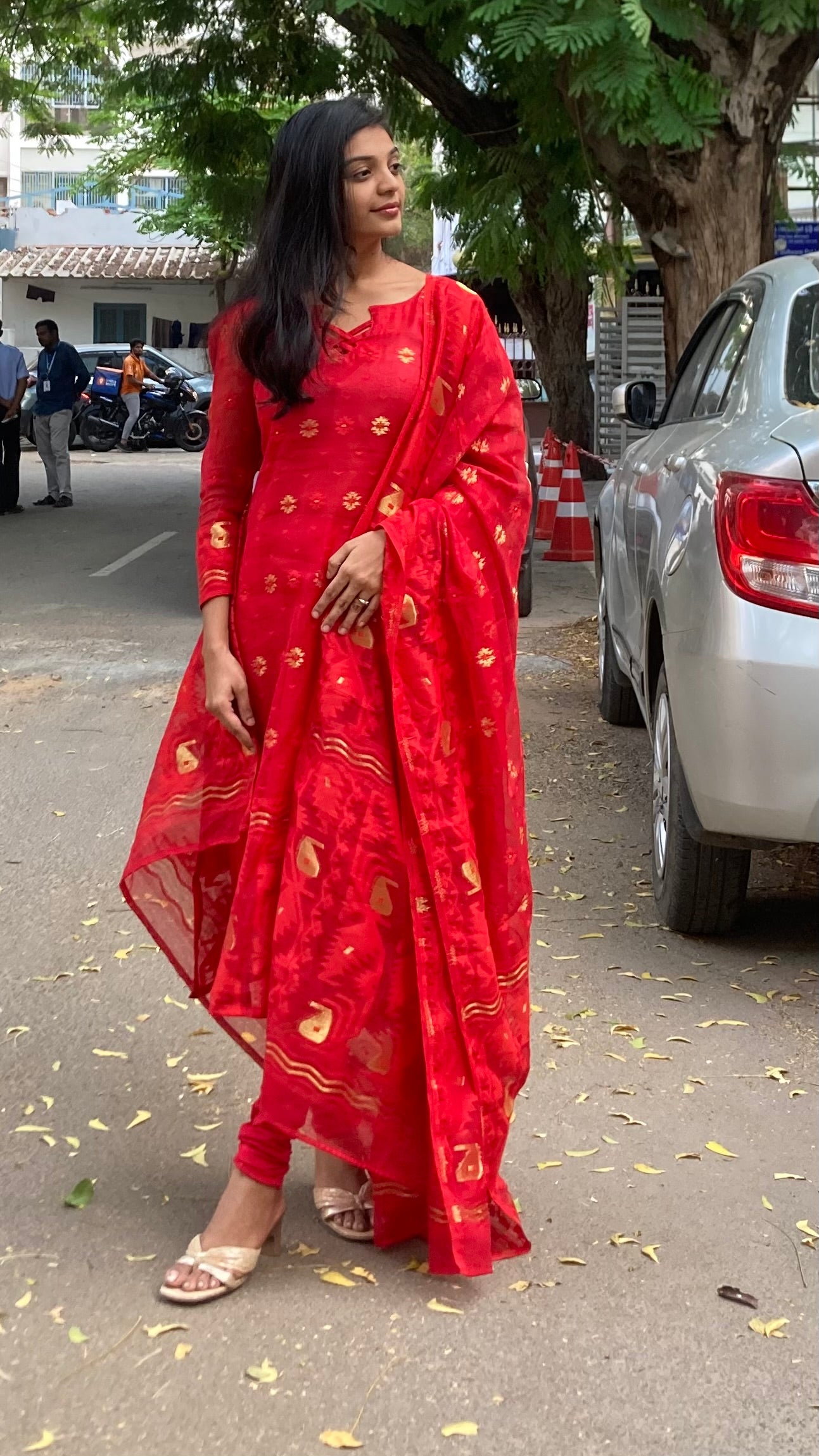 Jamdhani - Red (top dupatta set)