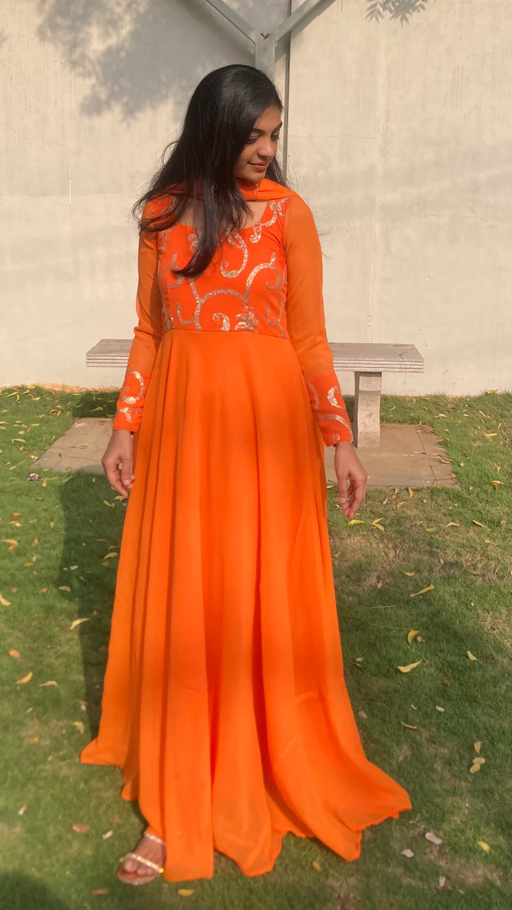 Rasna- Georgette Sequins Anarkali + shawl