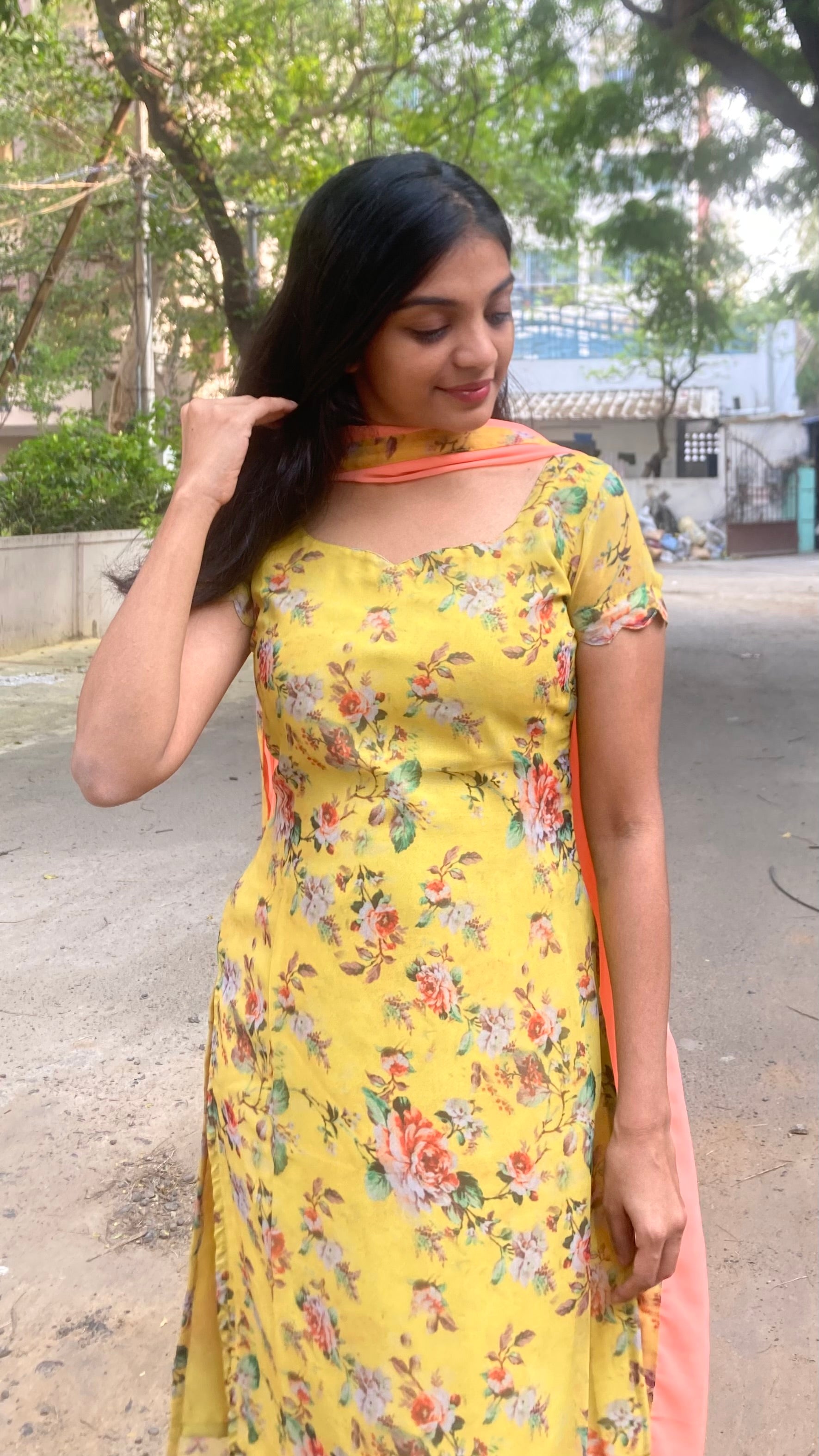 Spring floral - Georgette top and dupatta set