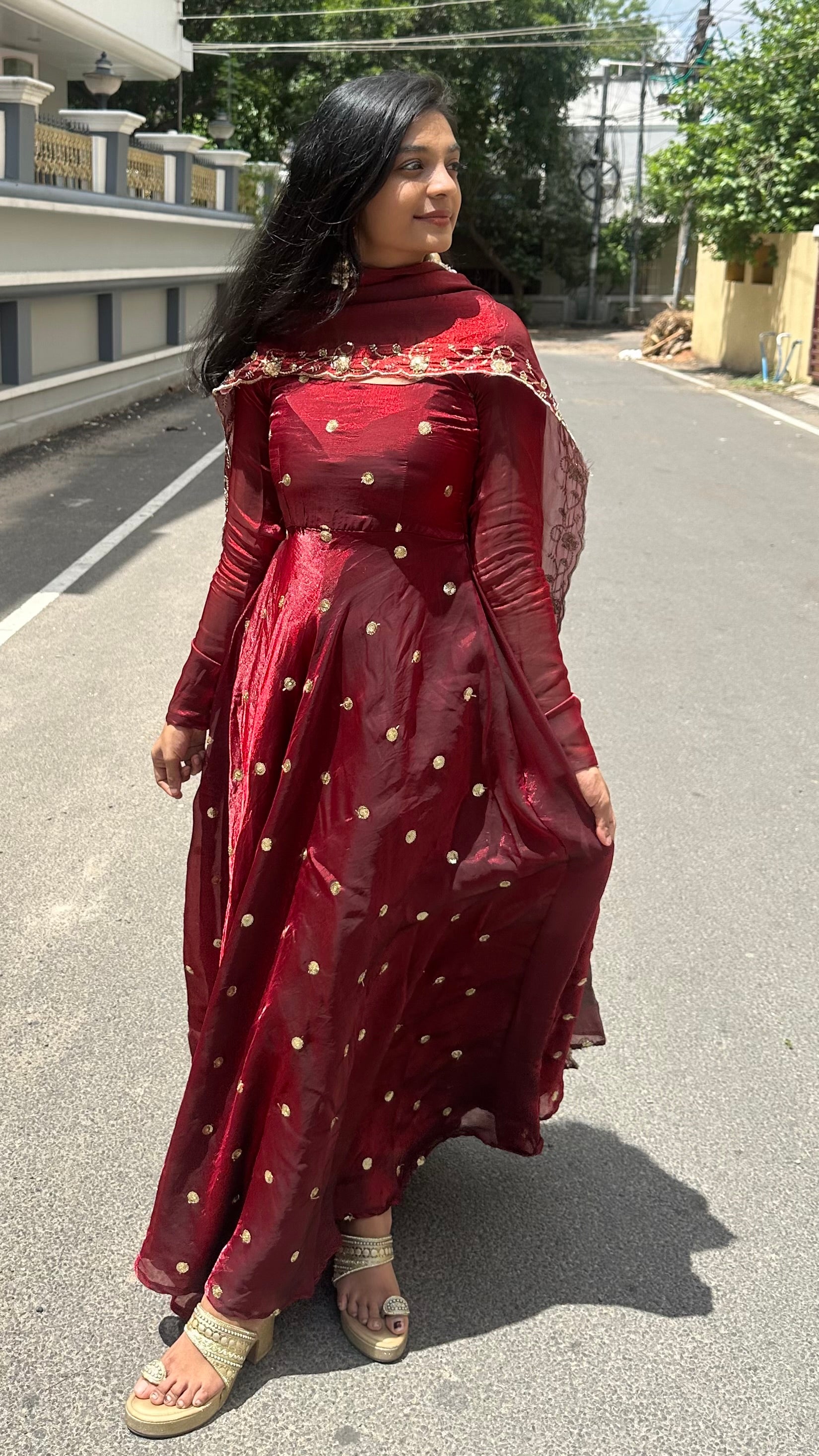 Burgundy - anarkali set