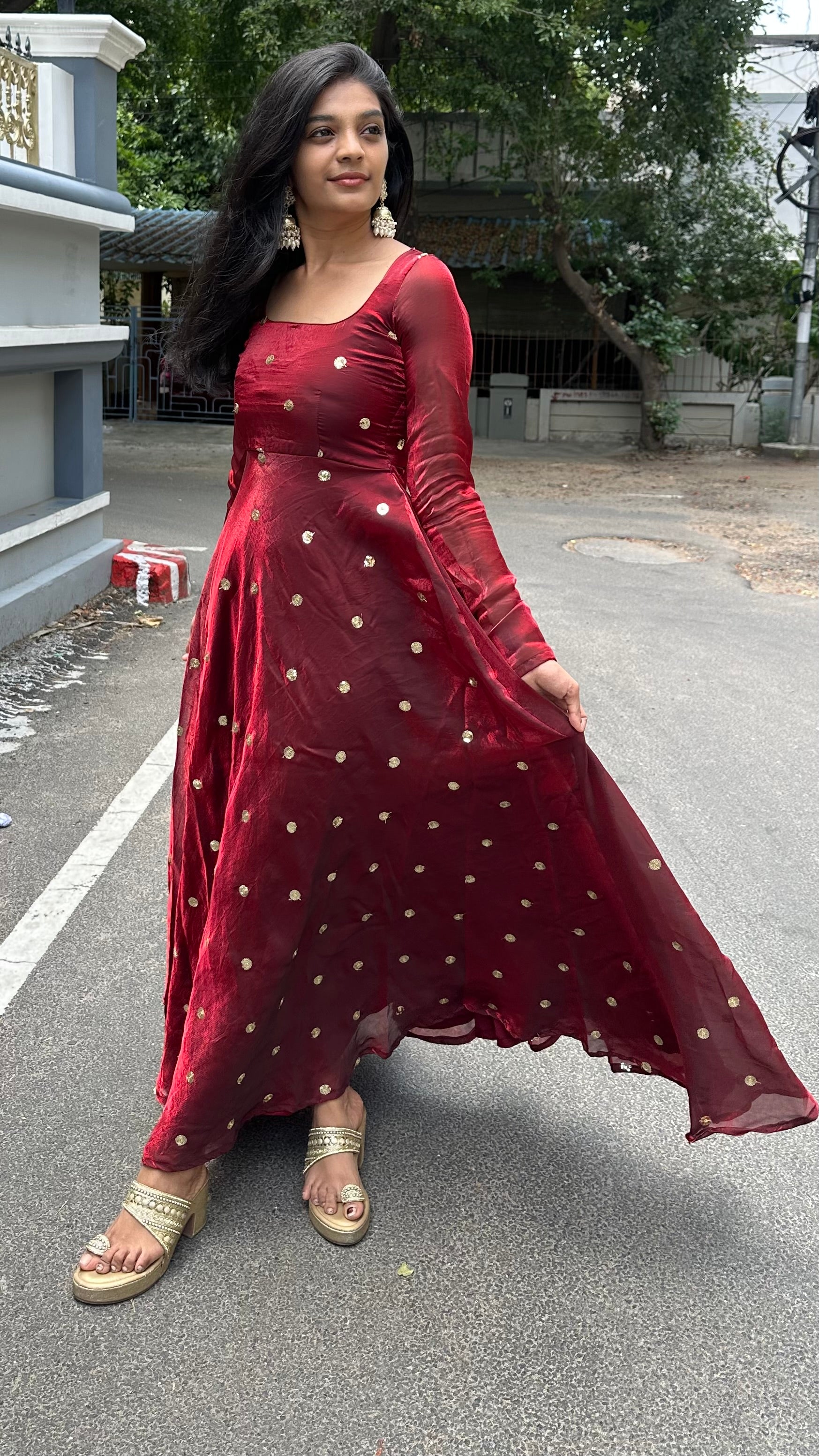 Burgundy - anarkali set