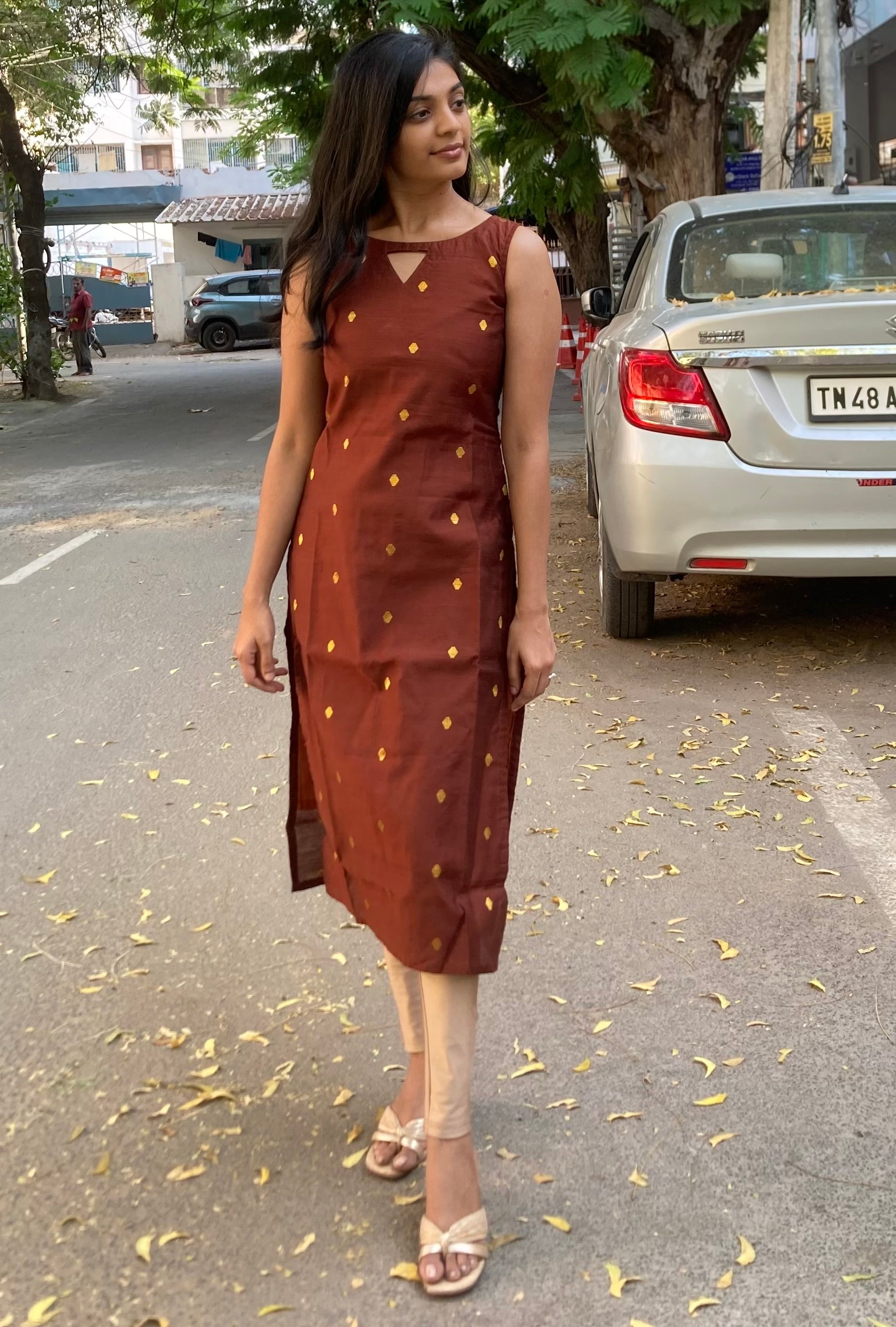 Brown butta kurti