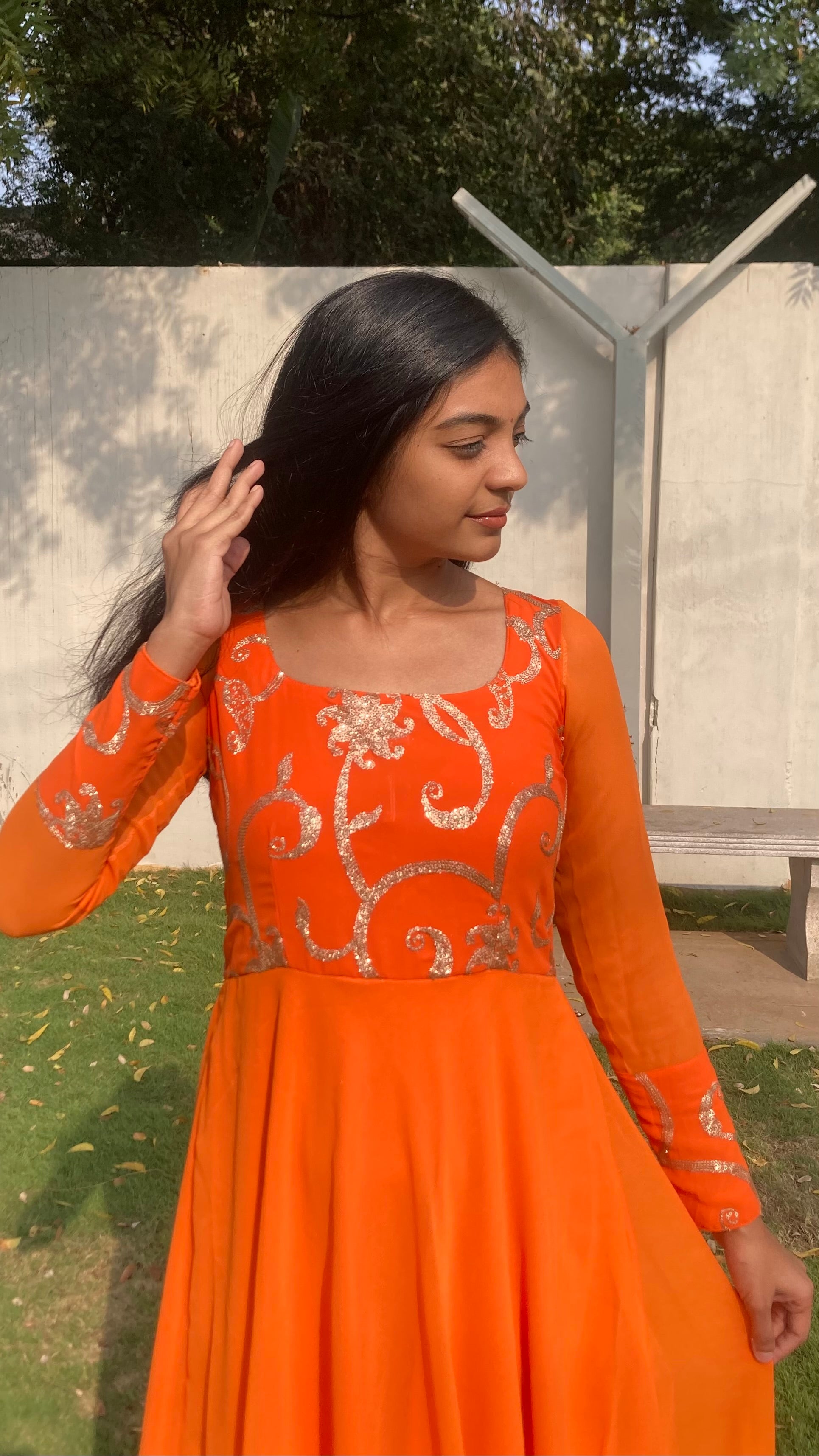 Rasna- Georgette Sequins Anarkali + shawl