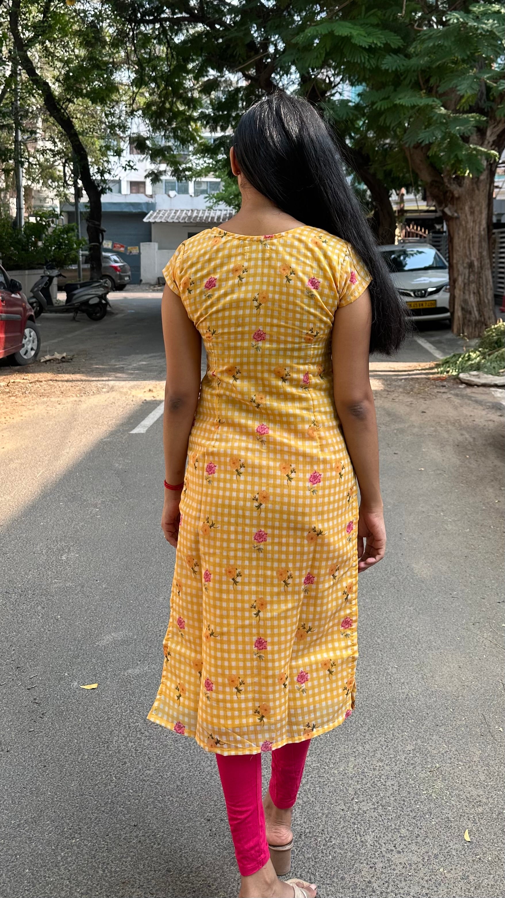 Floral checks kurti