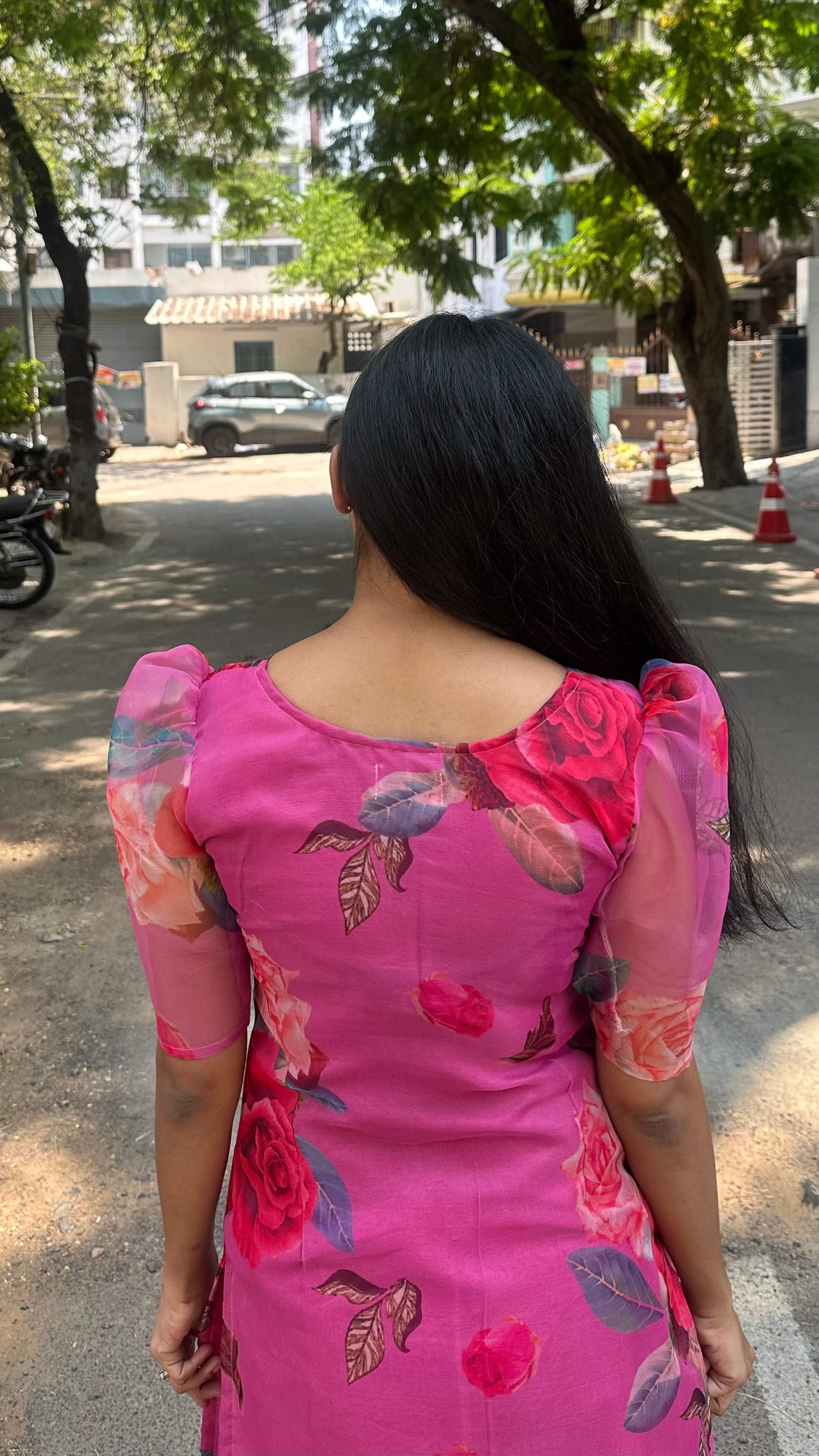 Organza floral kurti