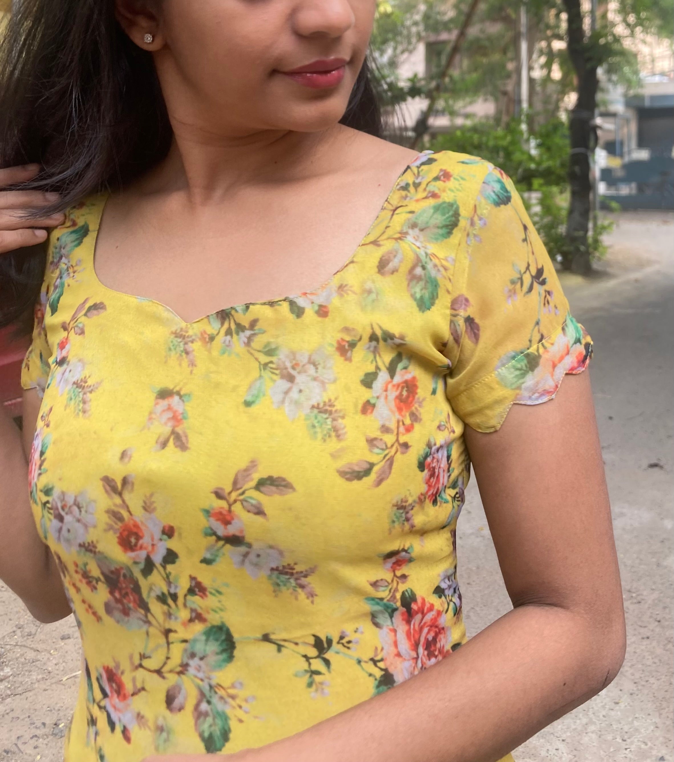 Spring floral - Georgette top and dupatta set