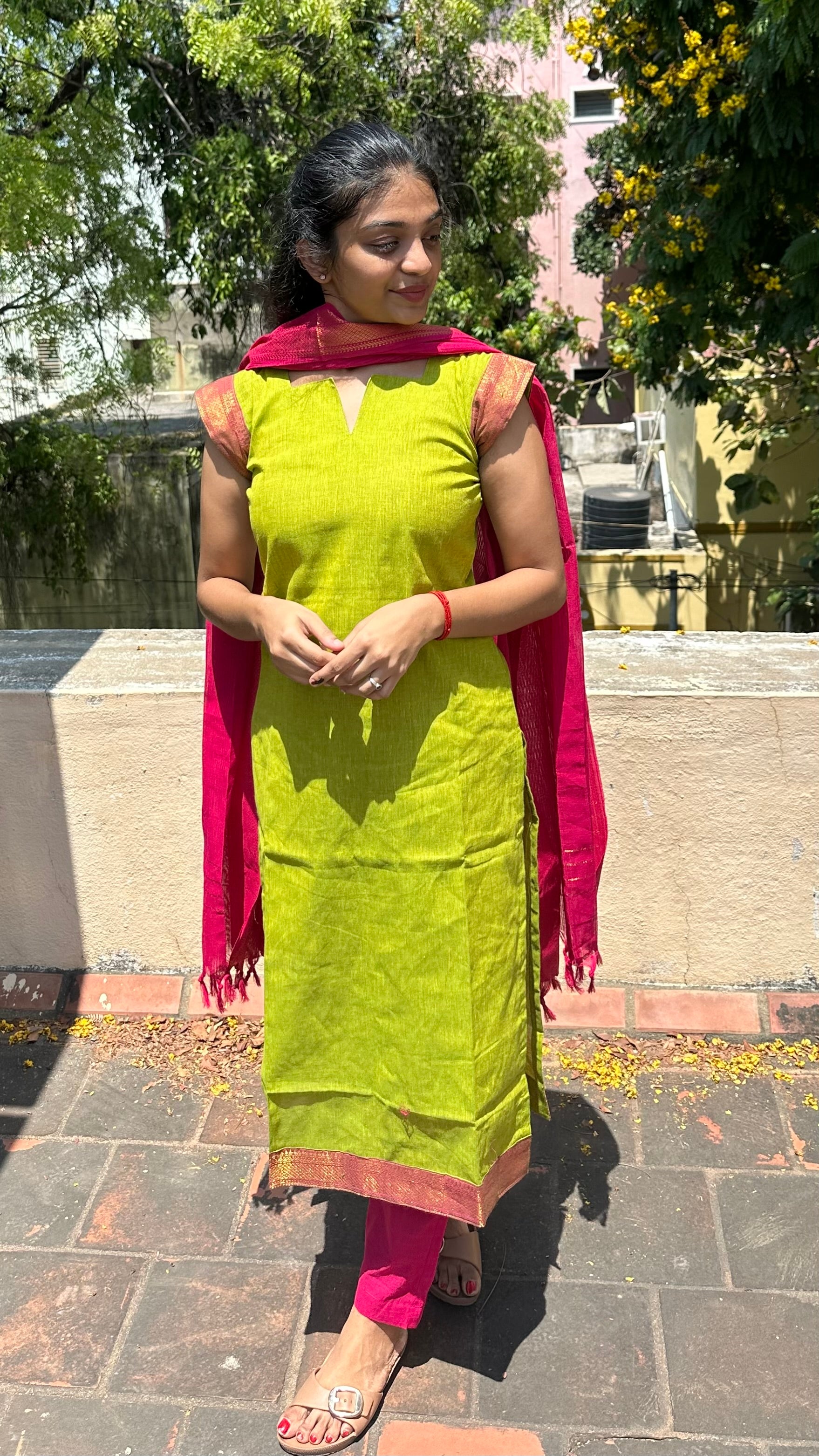 Mangalgiri- lime green (3pc)