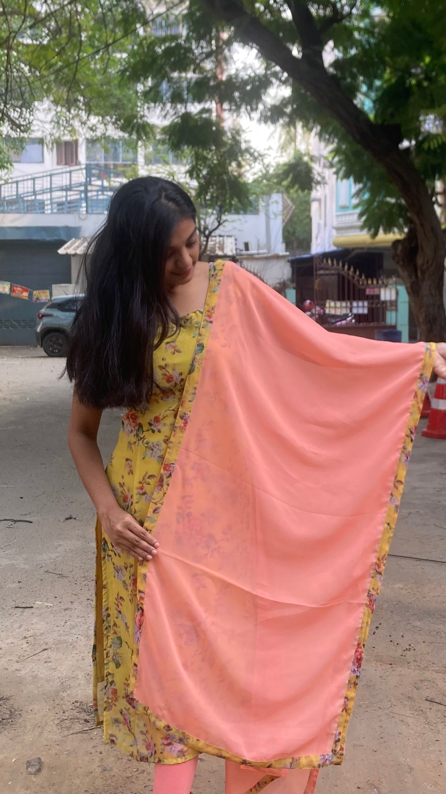 Spring floral - Georgette top and dupatta set