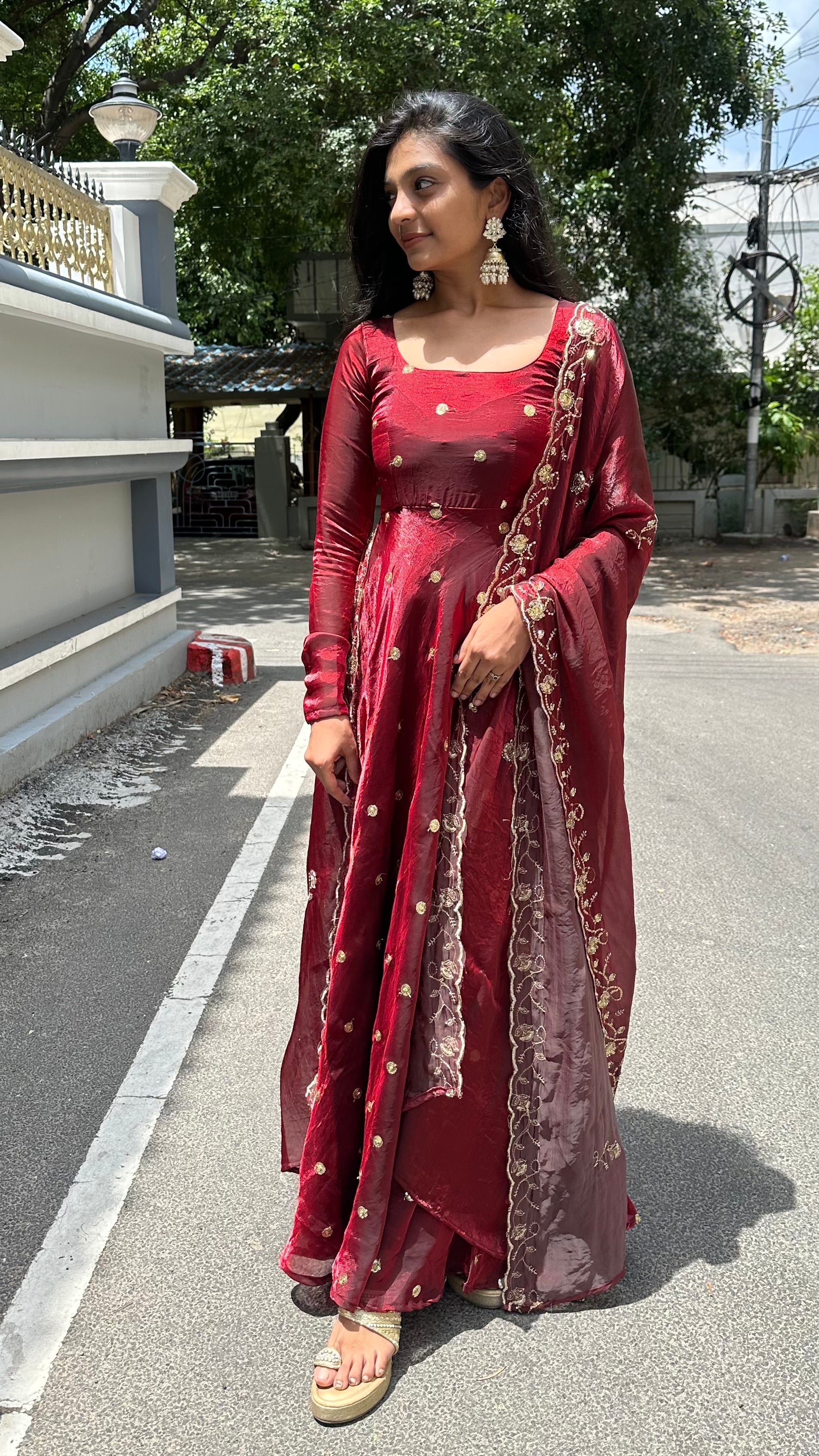 Burgundy - anarkali set