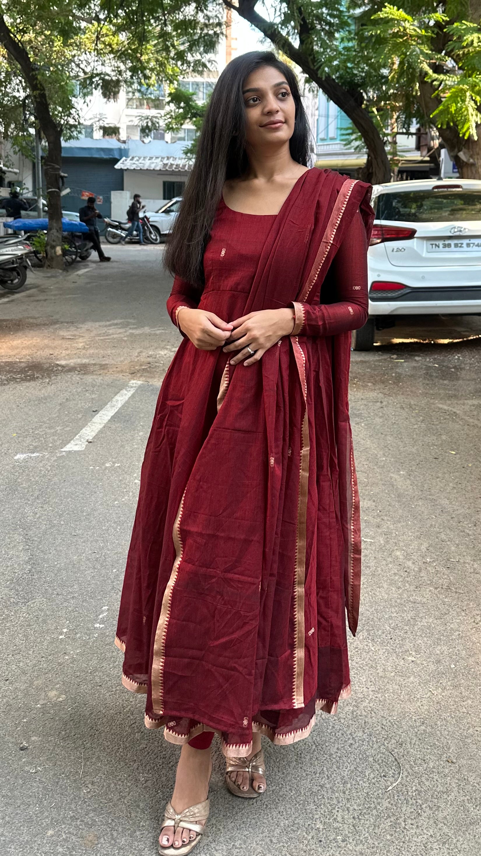 Maroon-Narayanpet Anarkali (2pc)