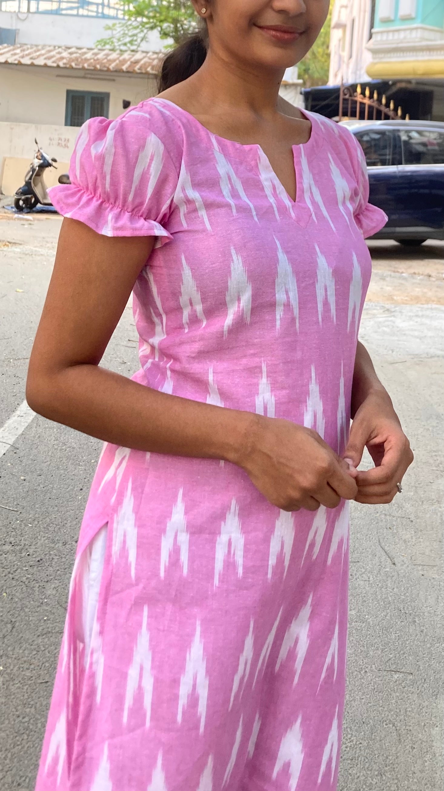 Pink Ikkat kurti
