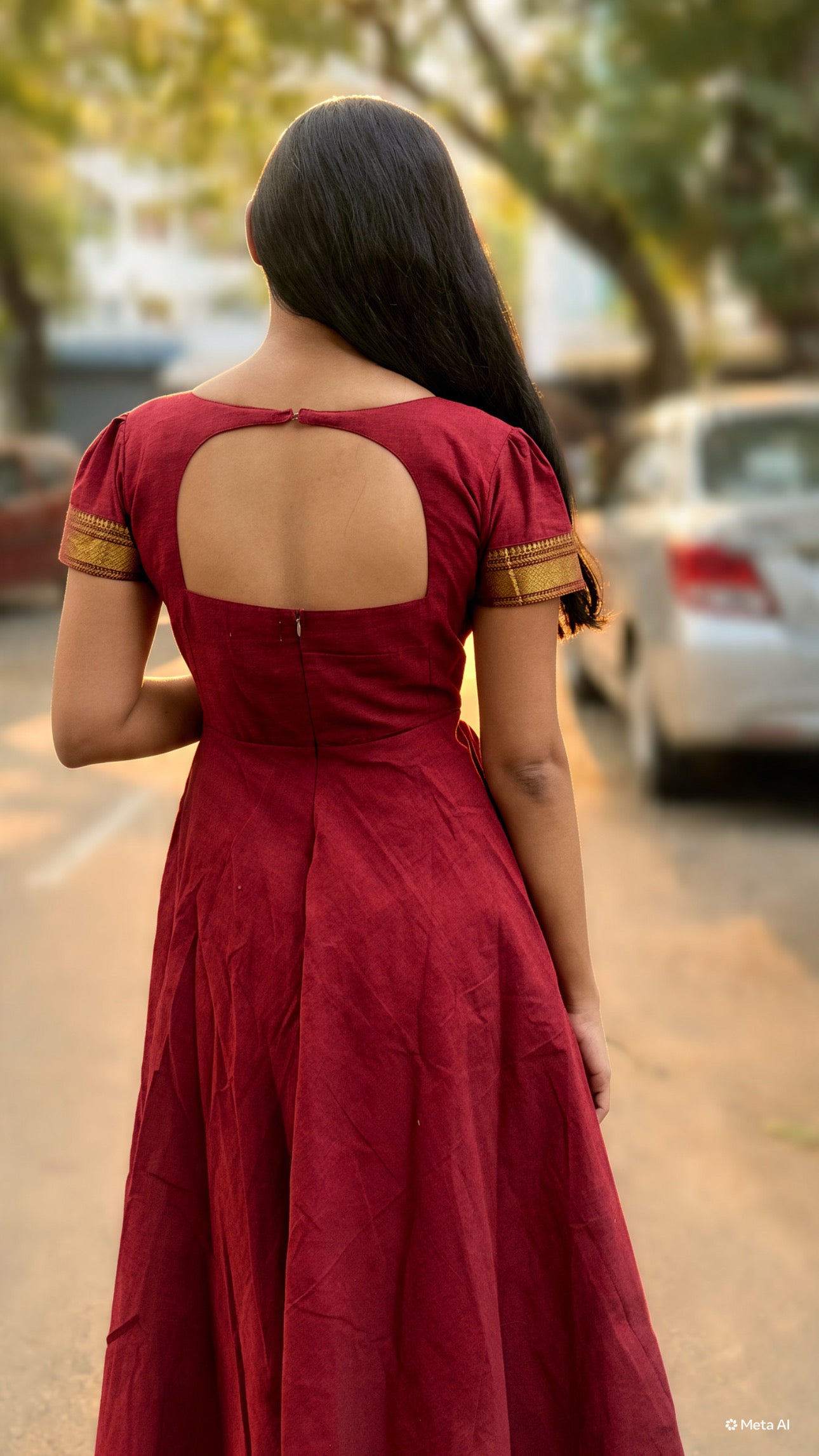 Lotus Anarkali set - Maroon