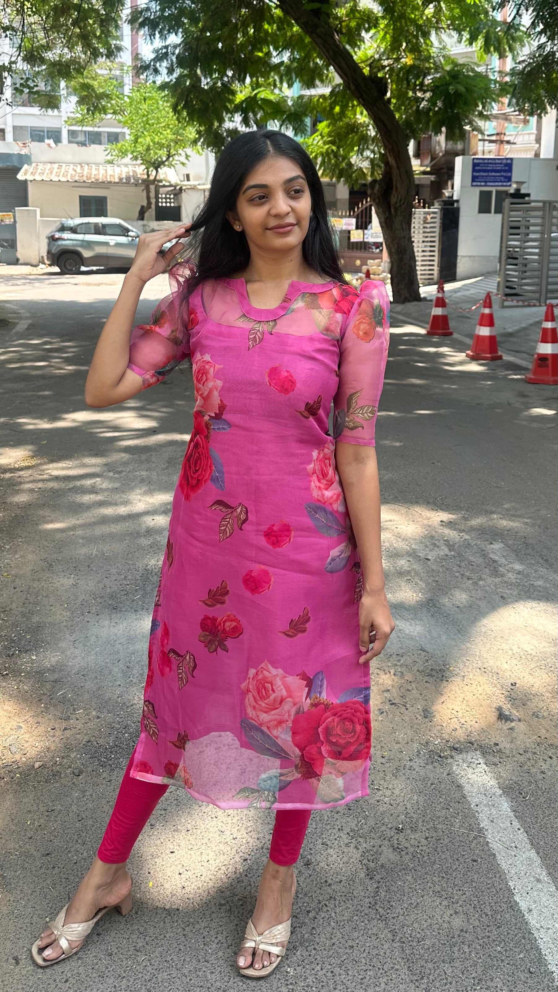 Organza floral kurti