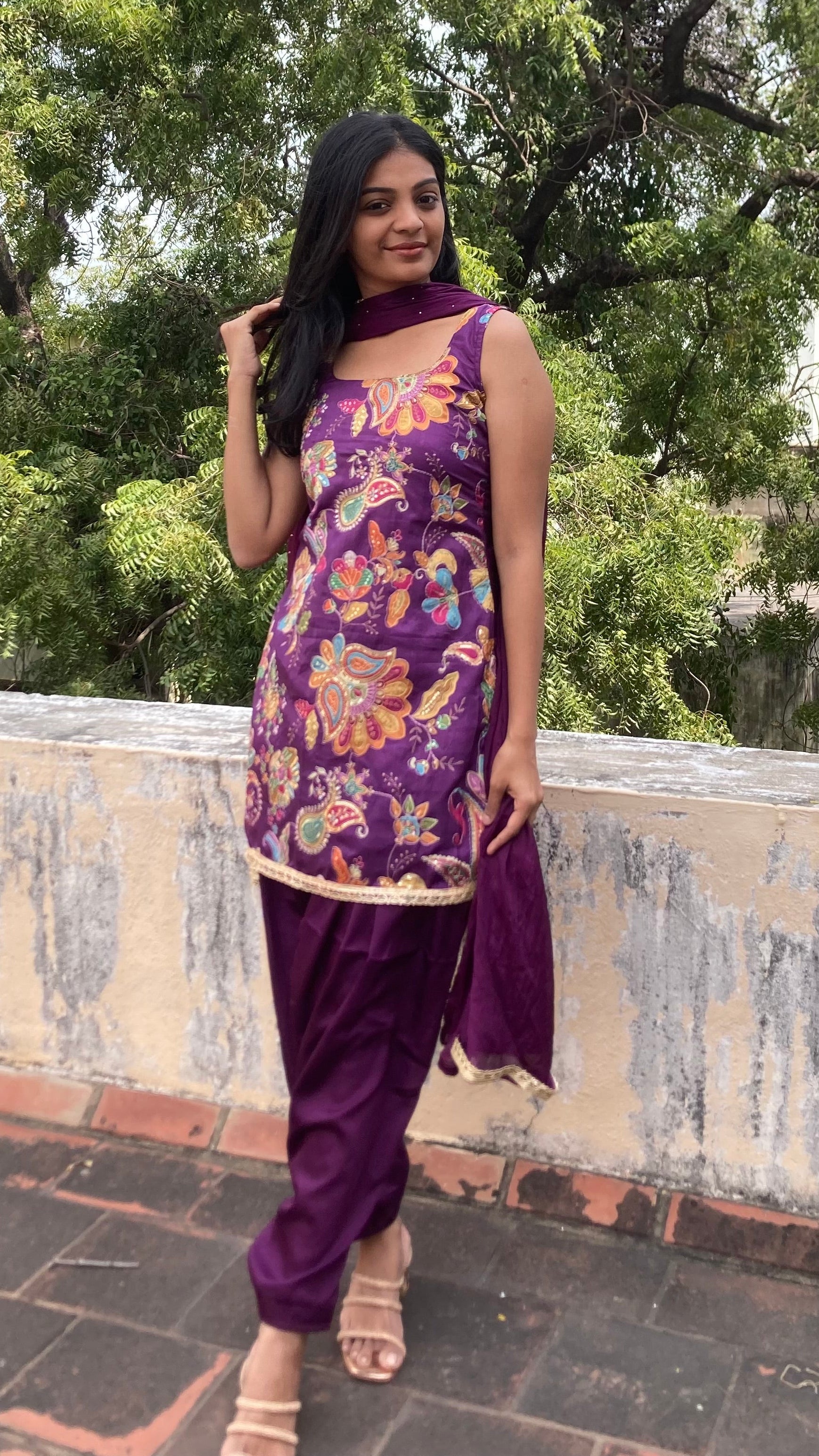 Viscose Embroidery Patiala set (Immediate Dispatch)