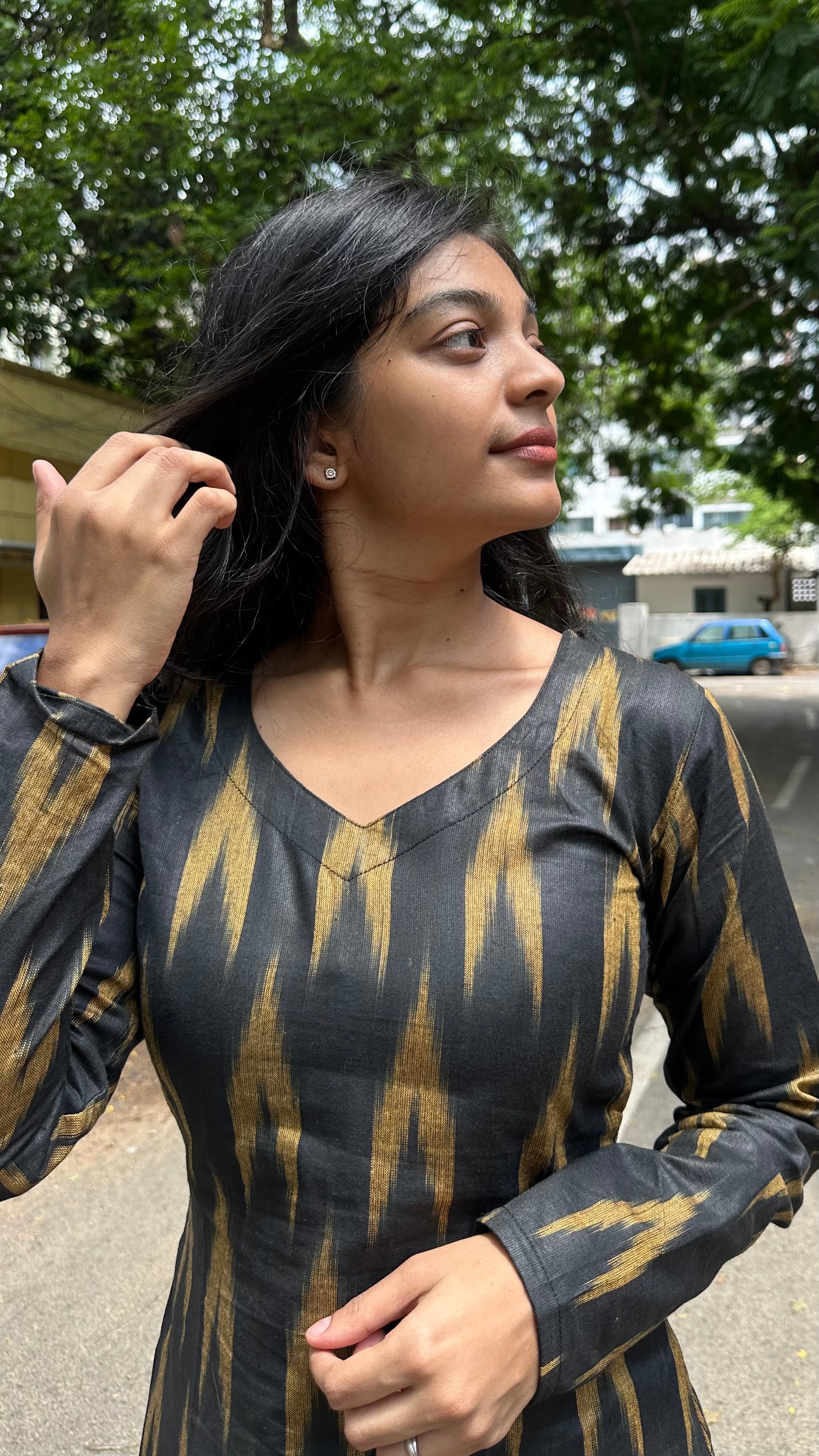 Golden Ikkat kurti