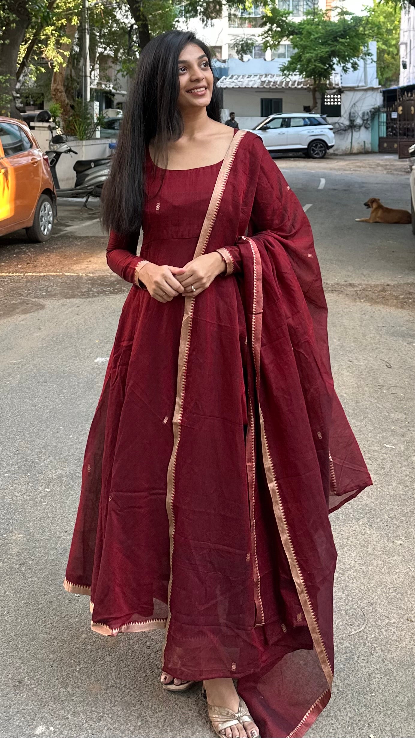 Maroon-Narayanpet Anarkali (2pc)
