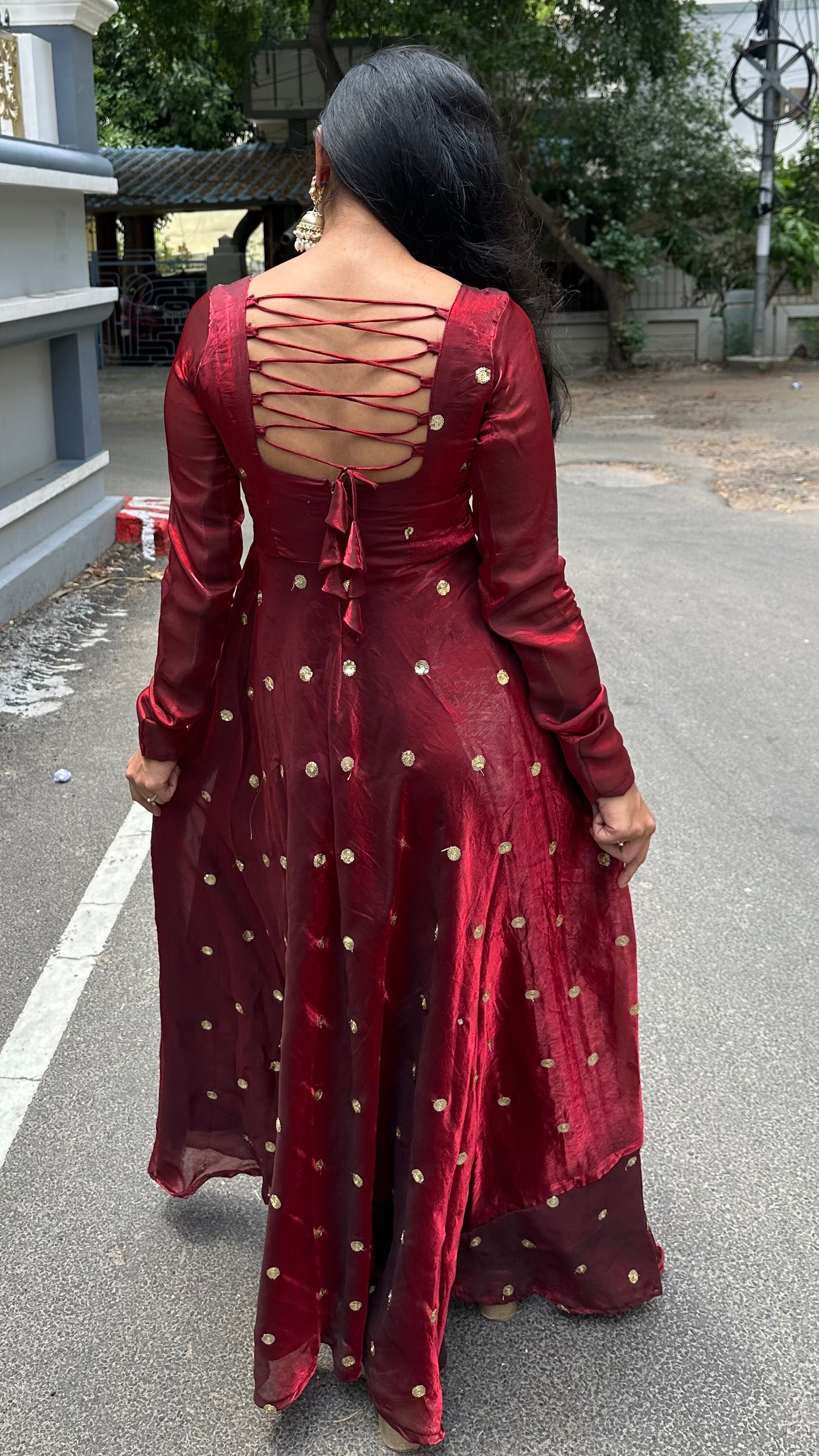 Burgundy - anarkali set