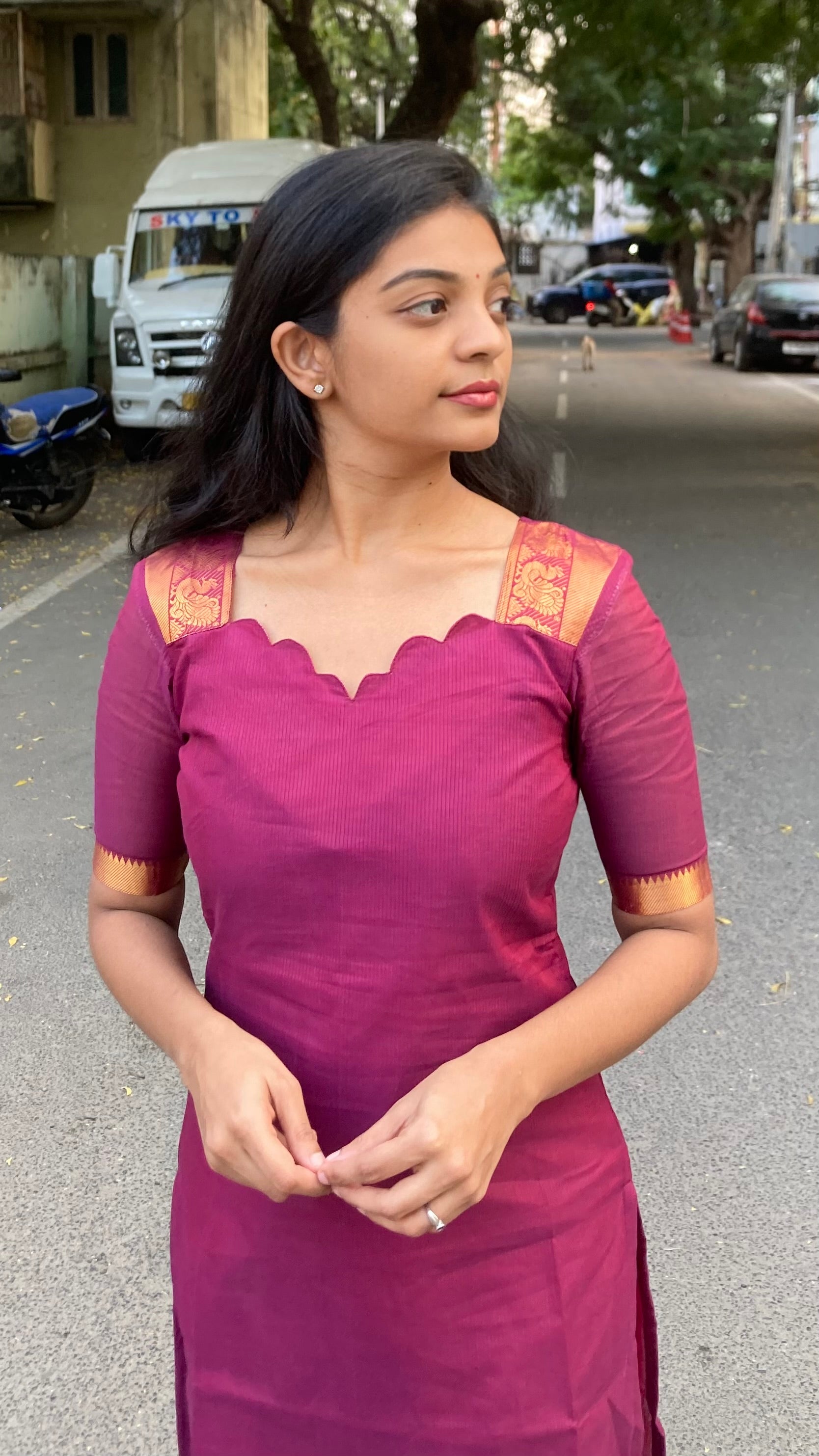 Mangalgiri top + kalamkari silk story shawl