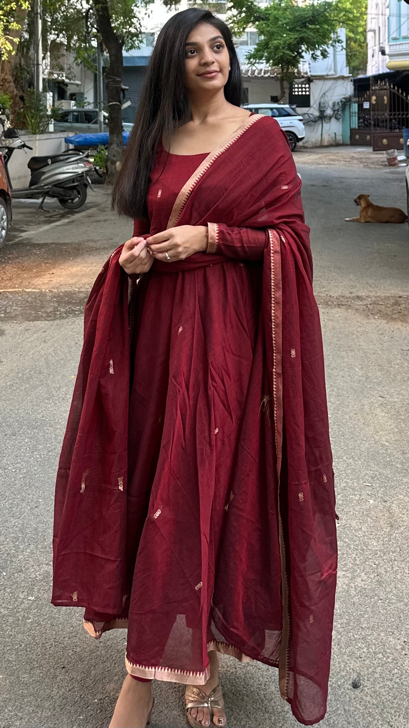 Maroon-Narayanpet Anarkali (2pc)