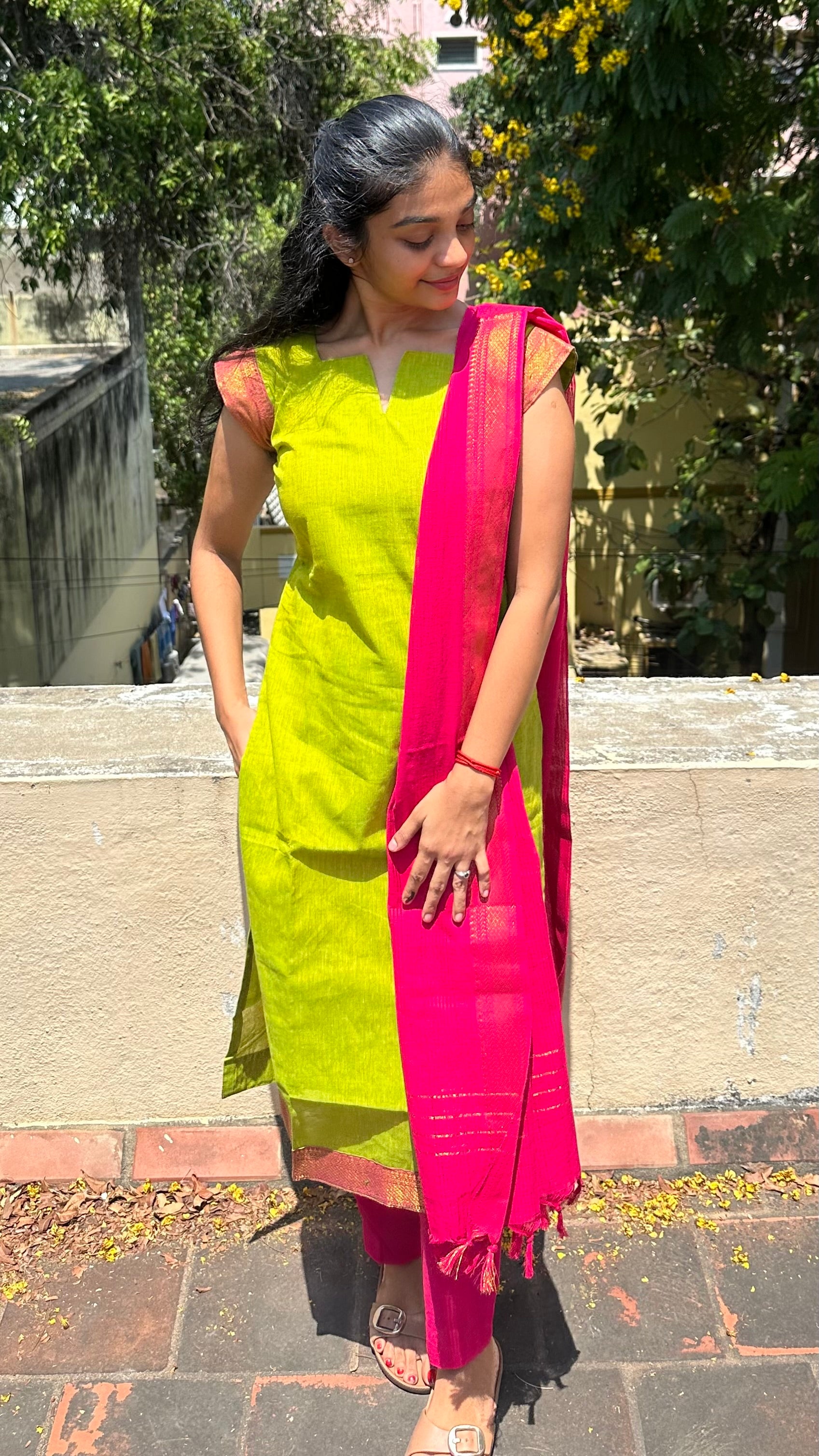 Mangalgiri- lime green (3pc)