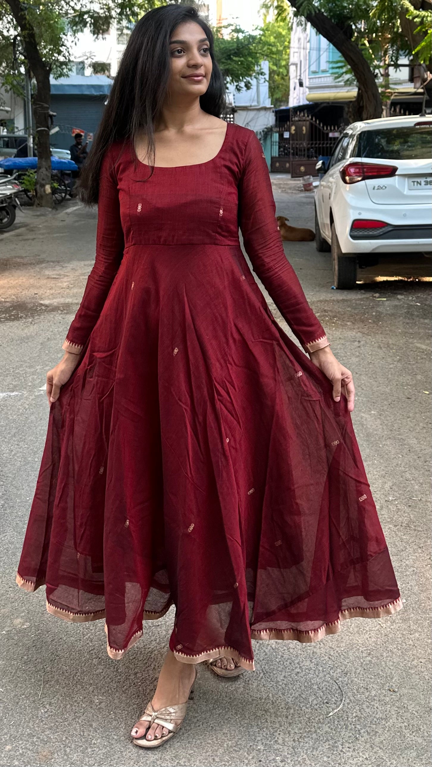 Maroon-Narayanpet Anarkali (2pc)