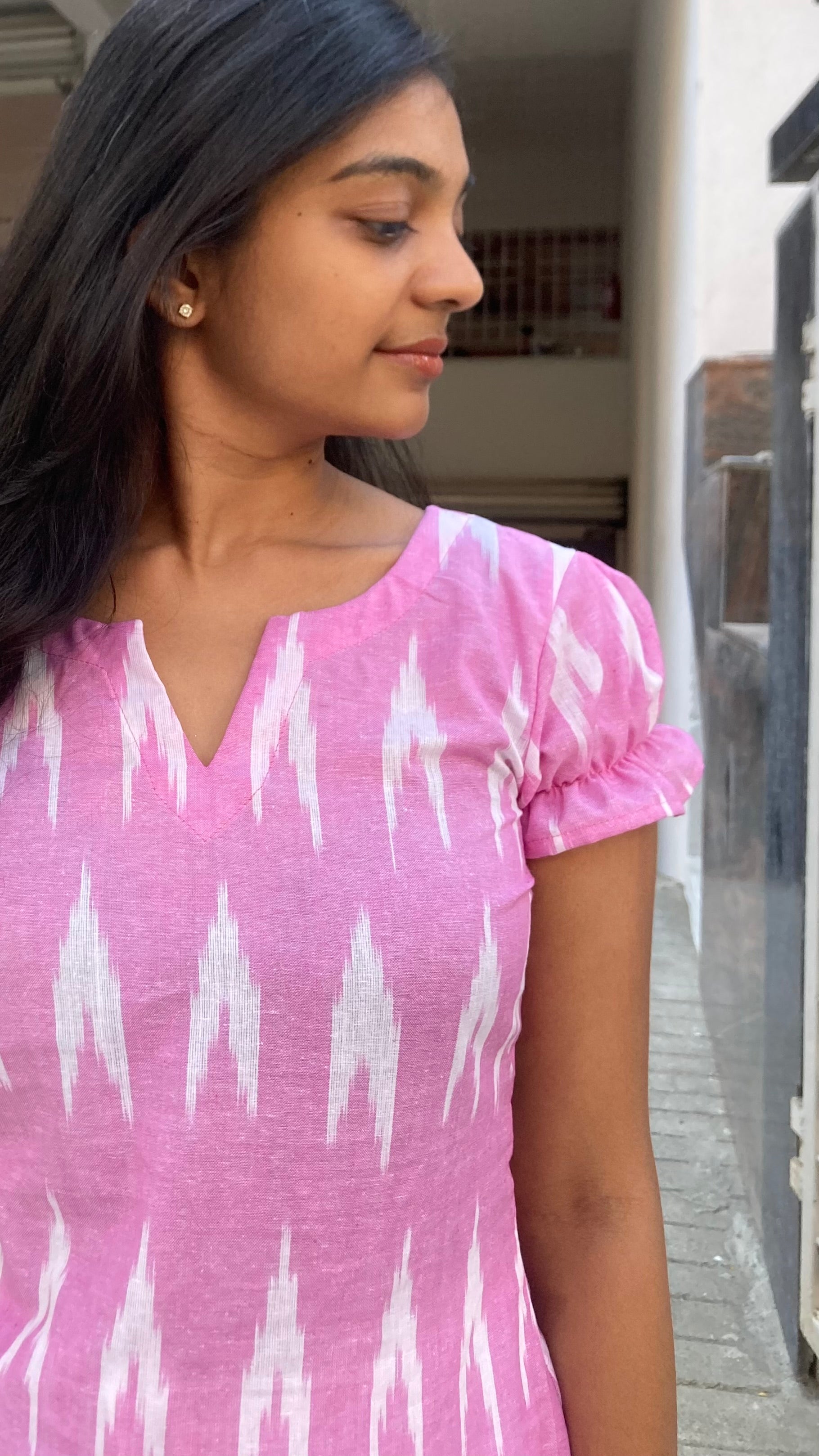 Pink Ikkat kurti