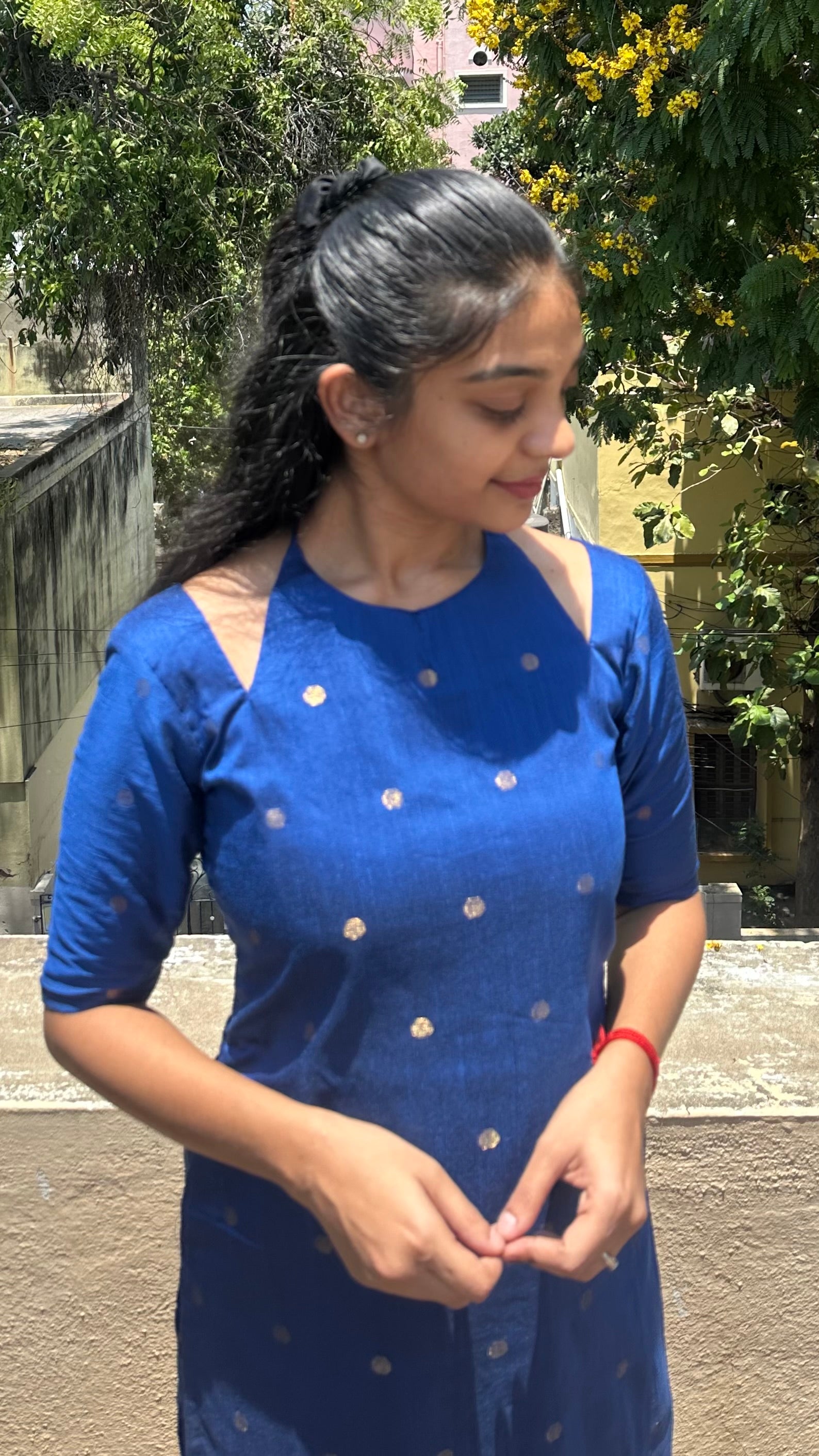 Blues tie up kurti