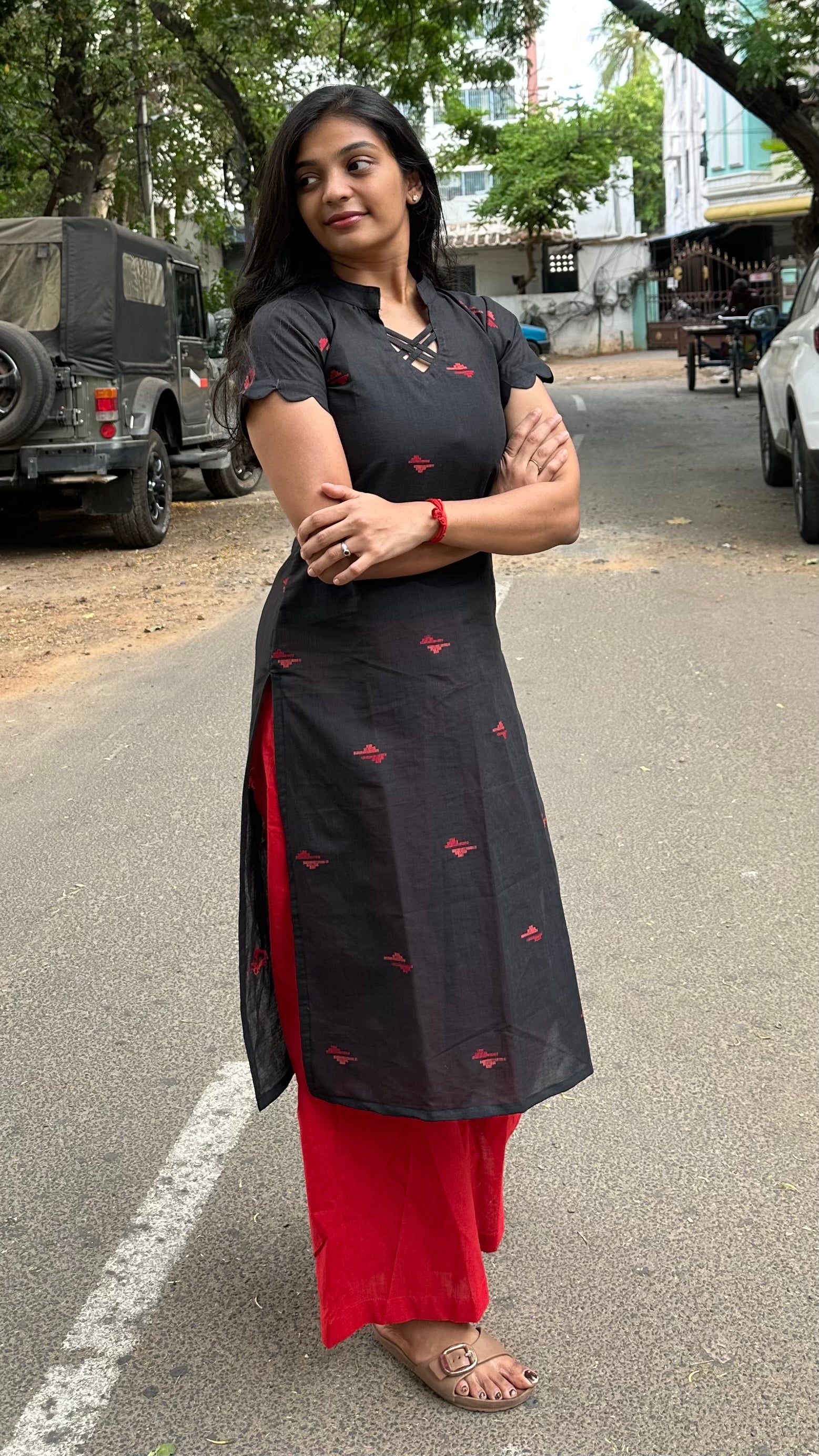 Coal kurti / cord set