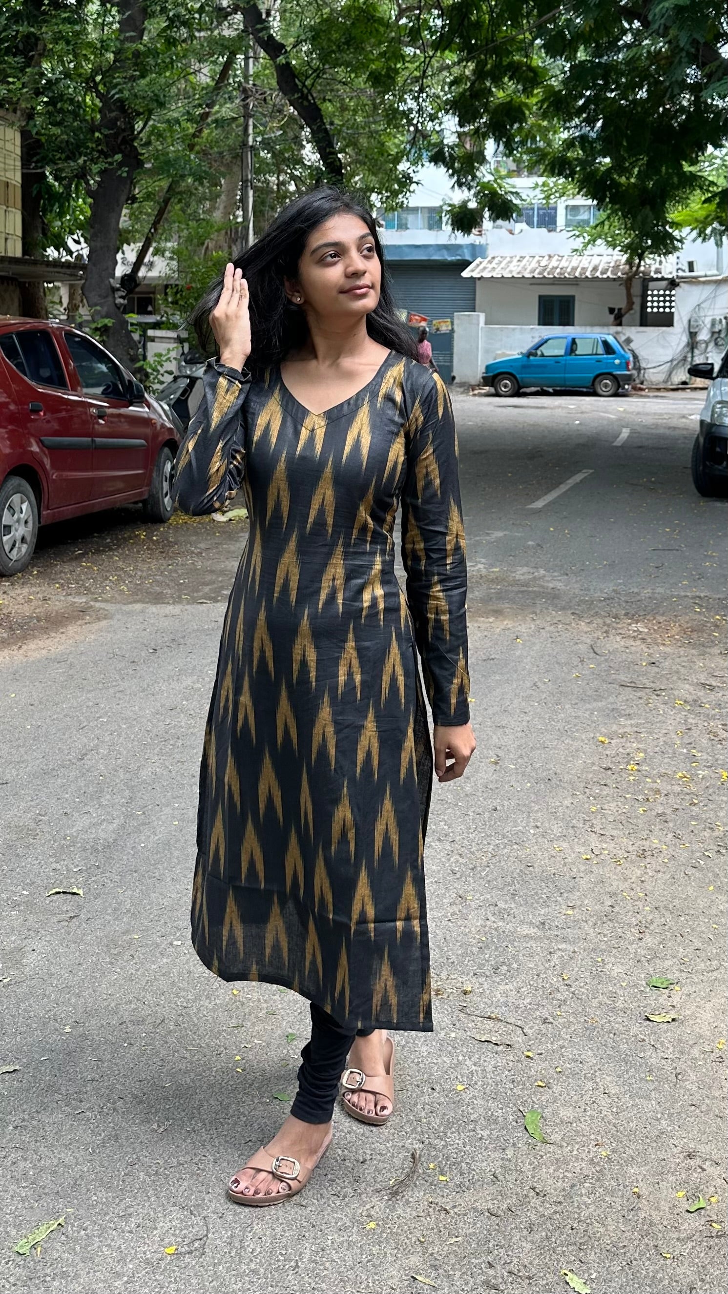 Golden Ikkat kurti