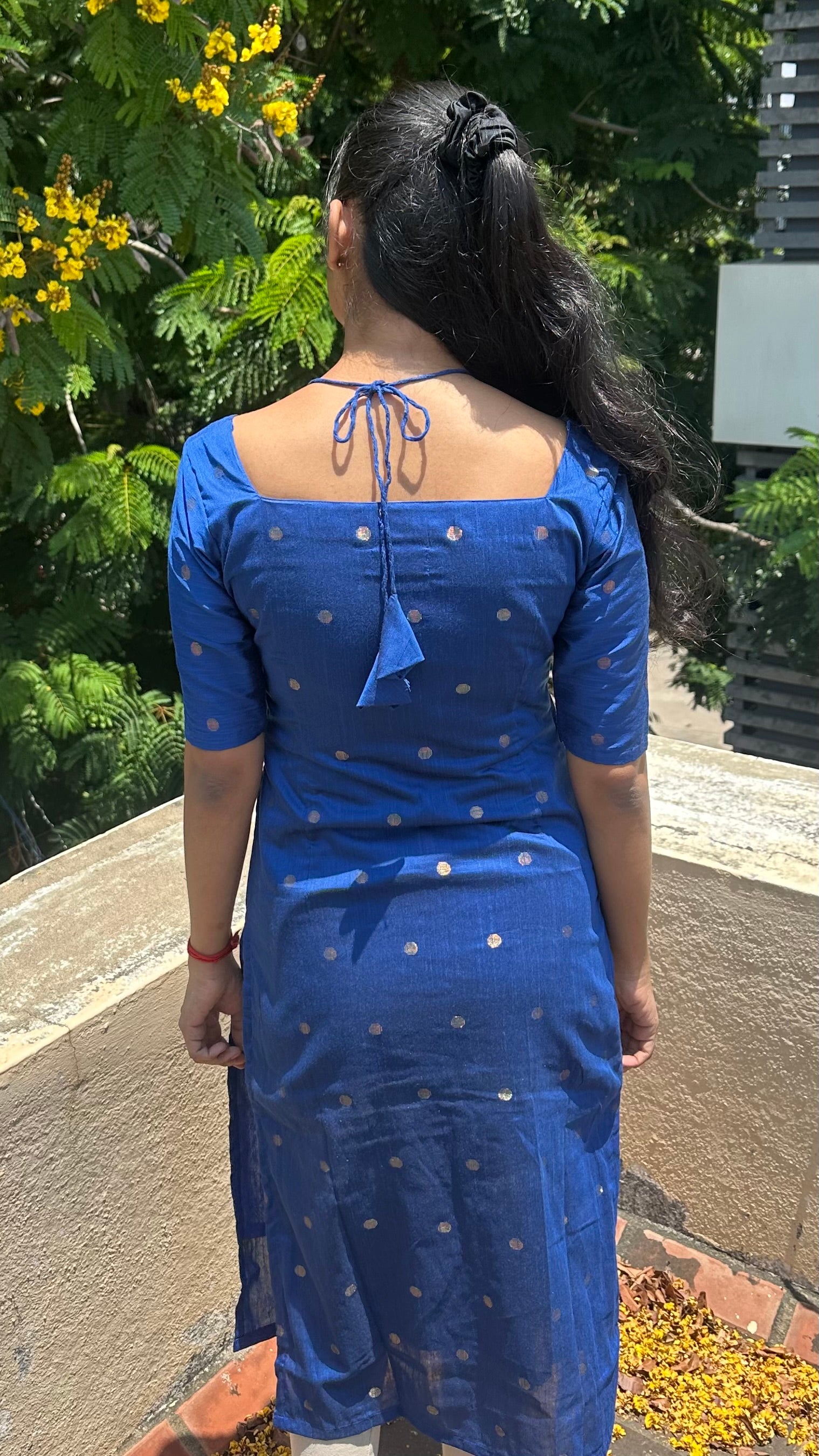Blues tie up kurti