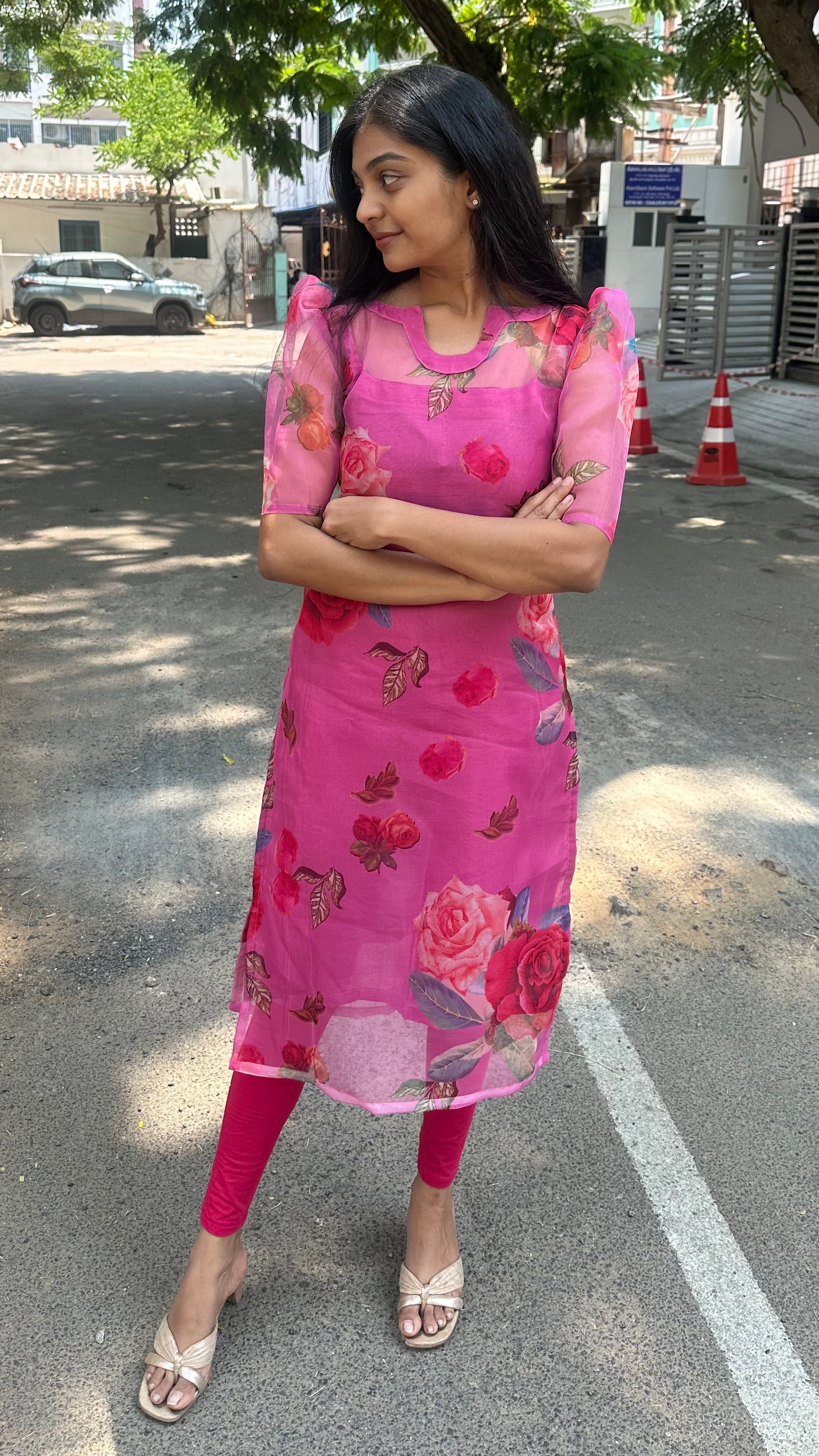 Organza floral kurti