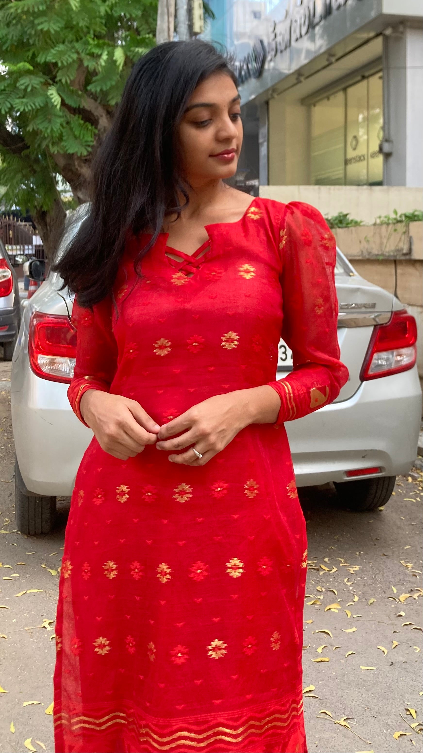 Jamdhani - Red (top dupatta set)