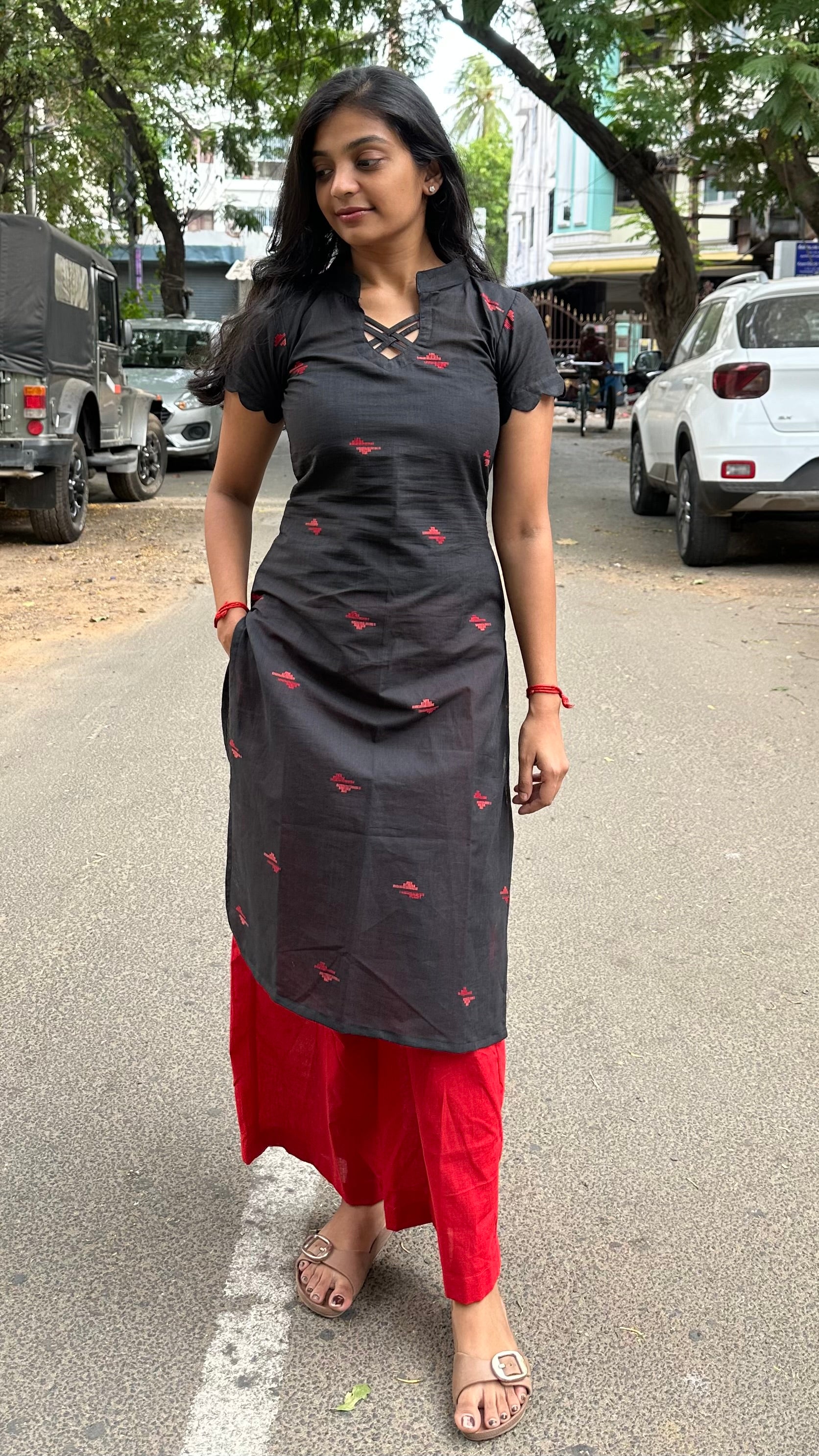 Coal kurti / cord set