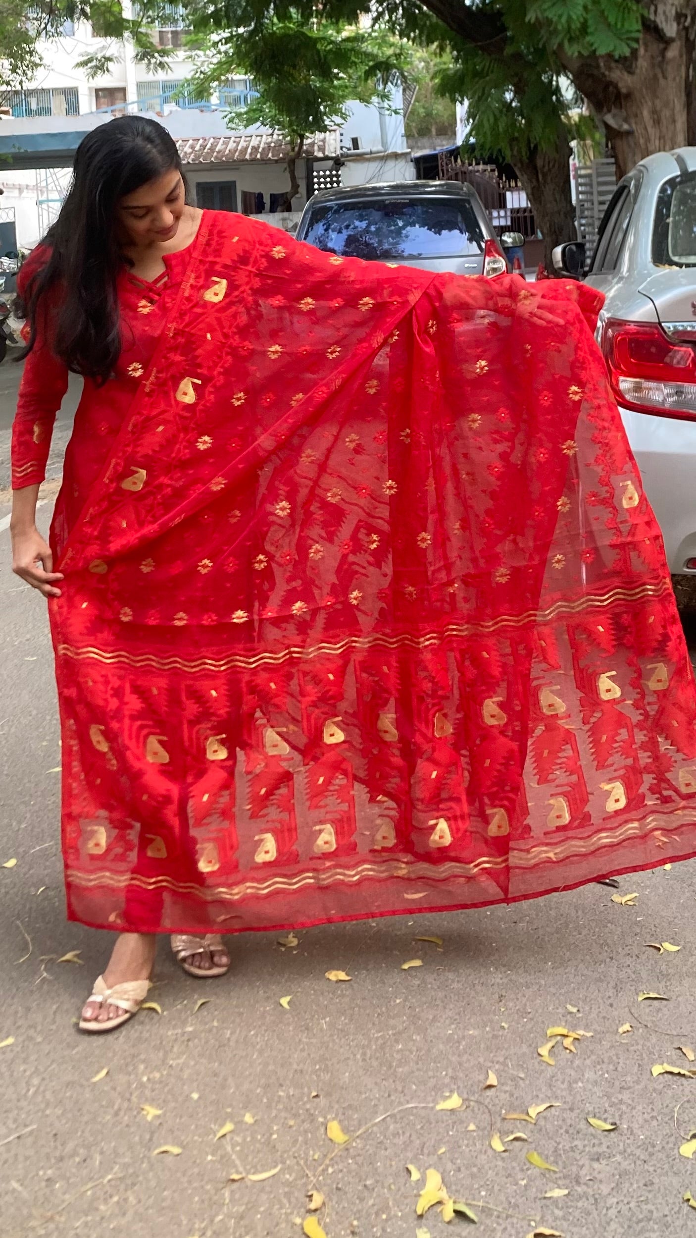 Jamdhani - Red (top dupatta set)