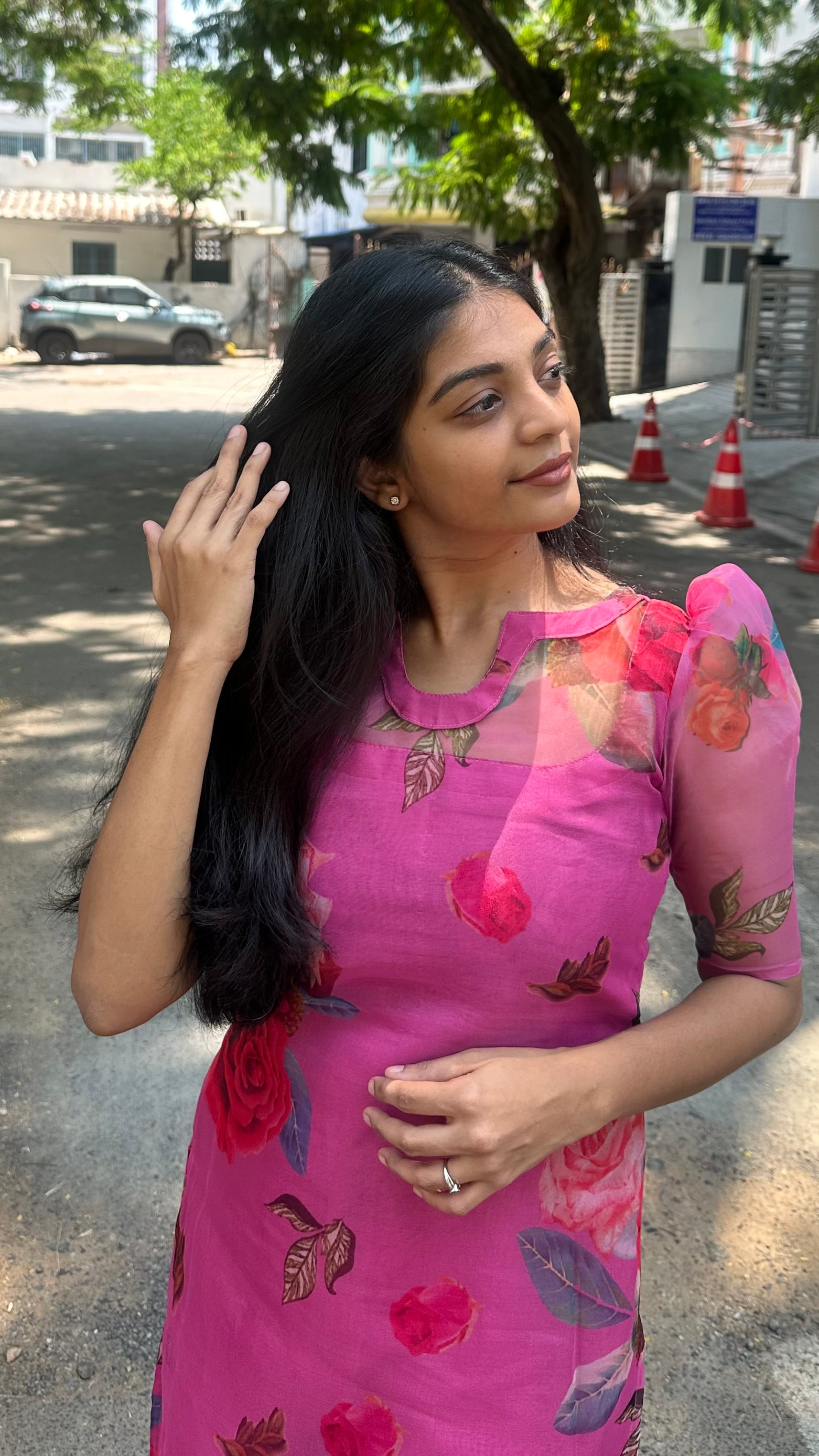 Organza floral kurti
