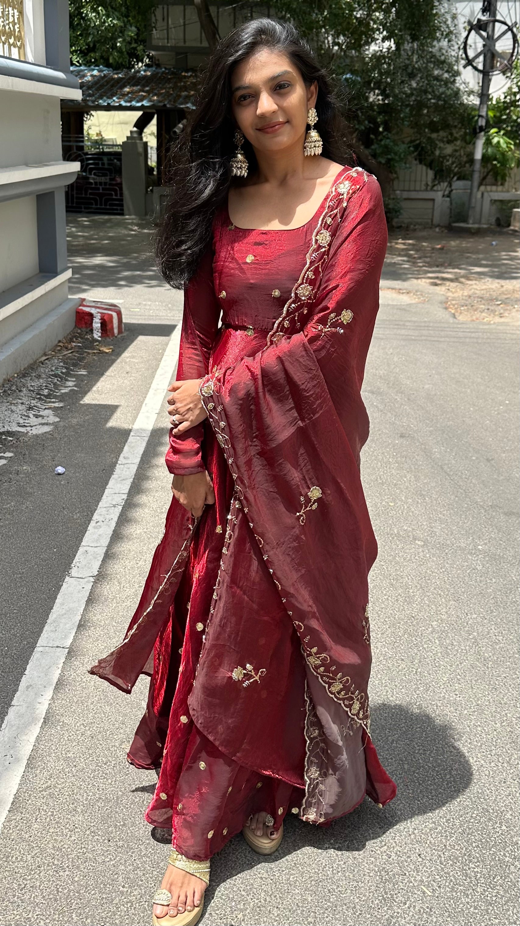 Burgundy - anarkali set