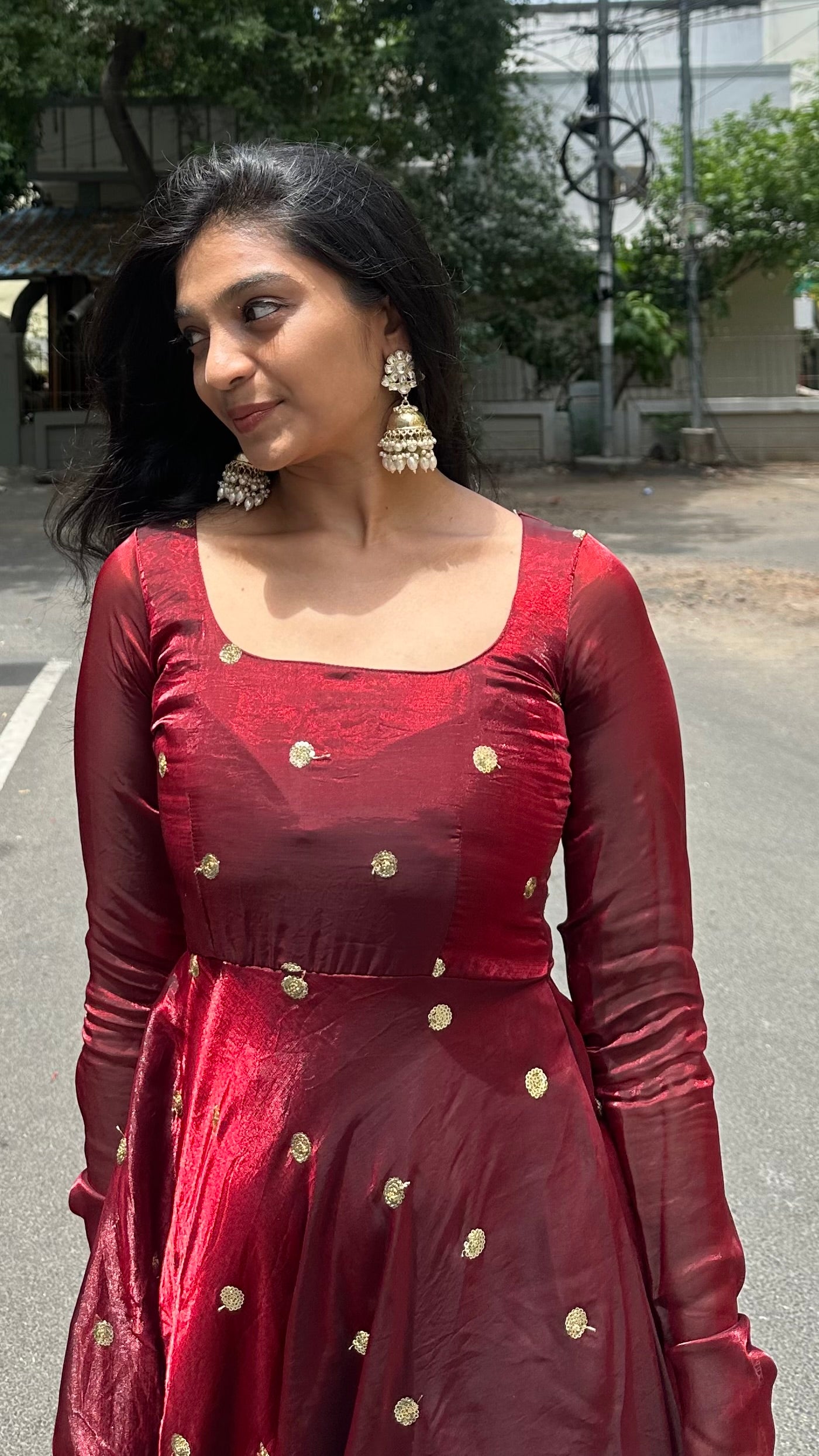 Burgundy - anarkali set