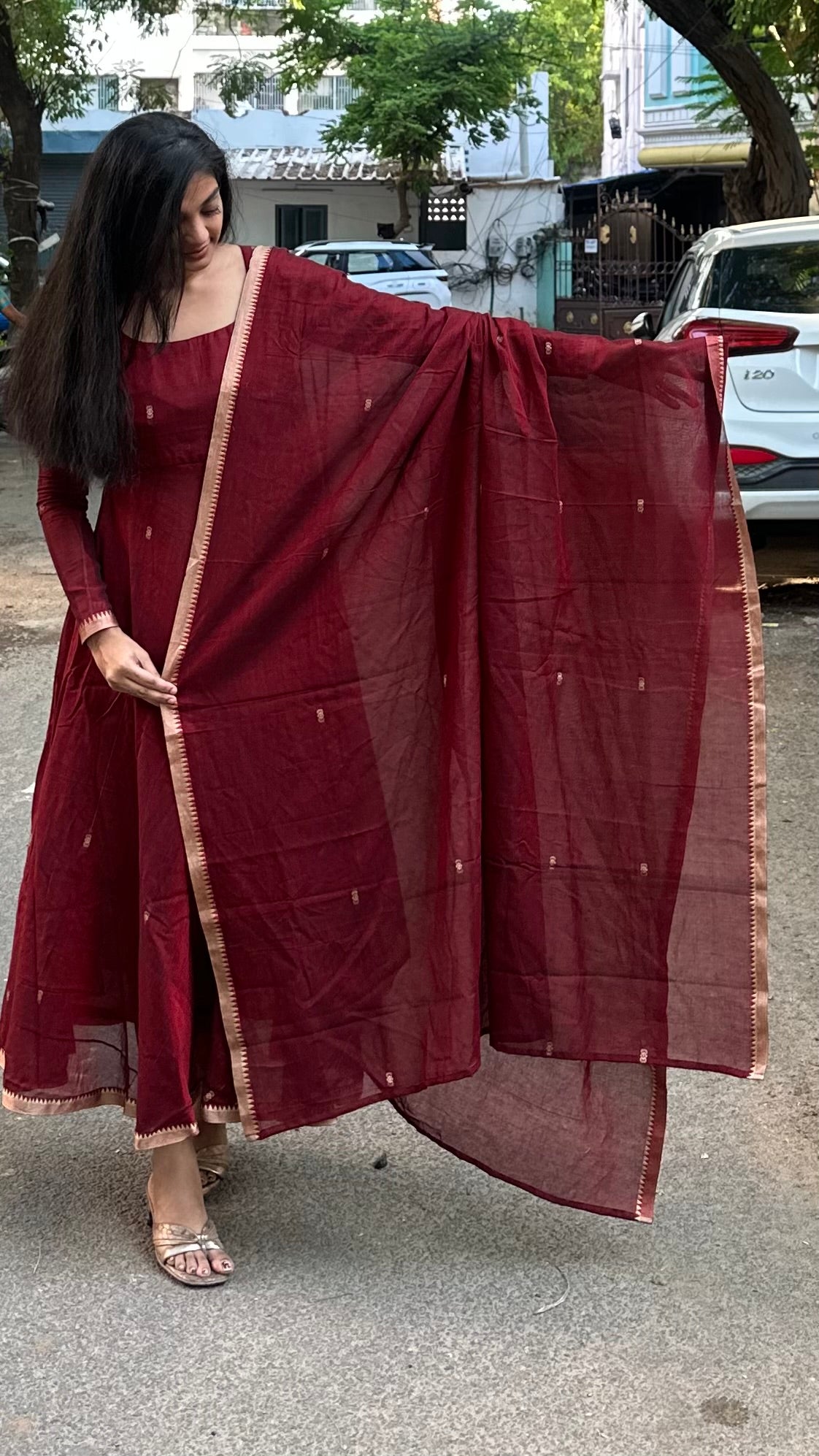 Maroon-Narayanpet Anarkali (2pc)