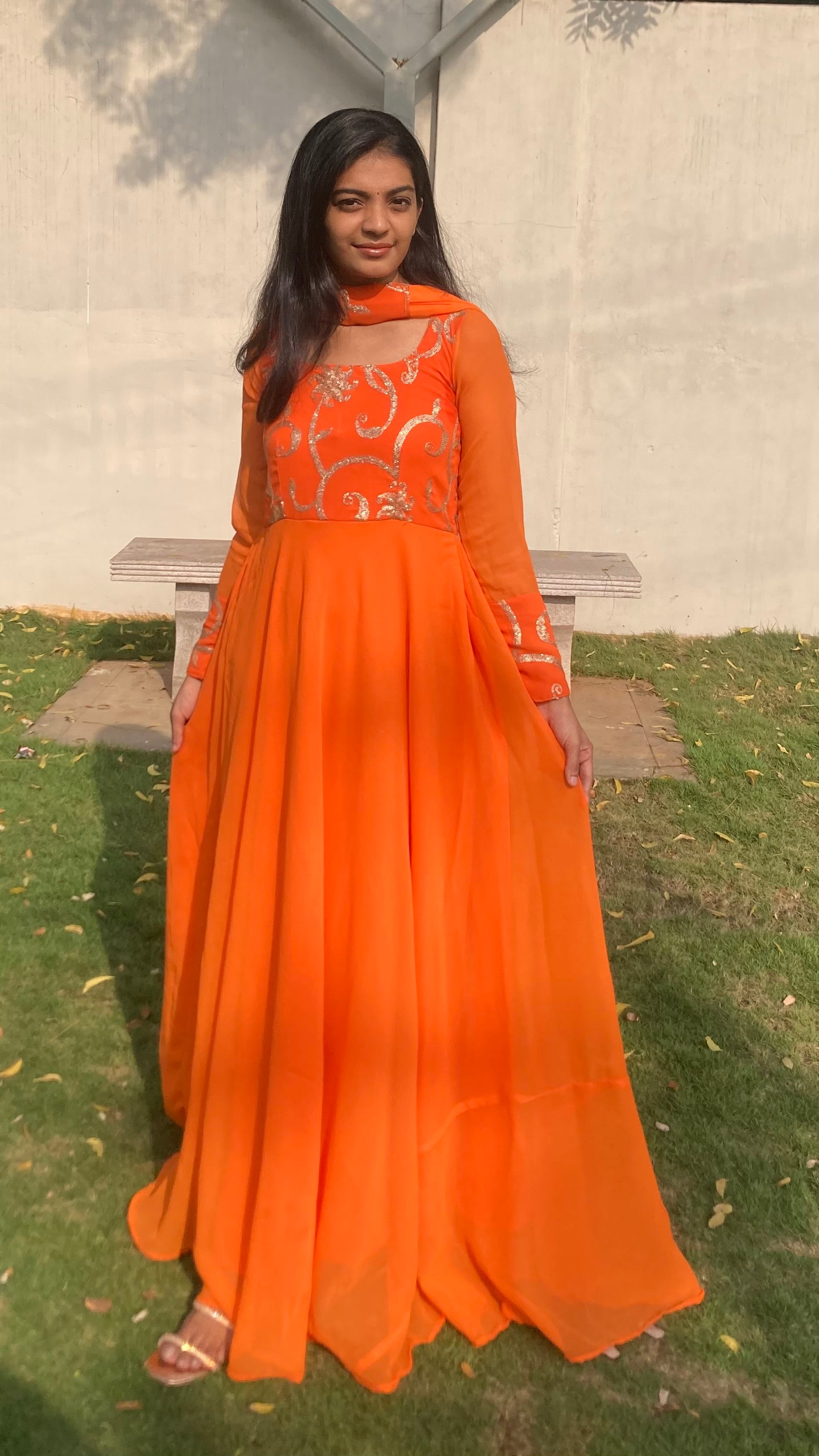 Rasna- Georgette Sequins Anarkali + shawl