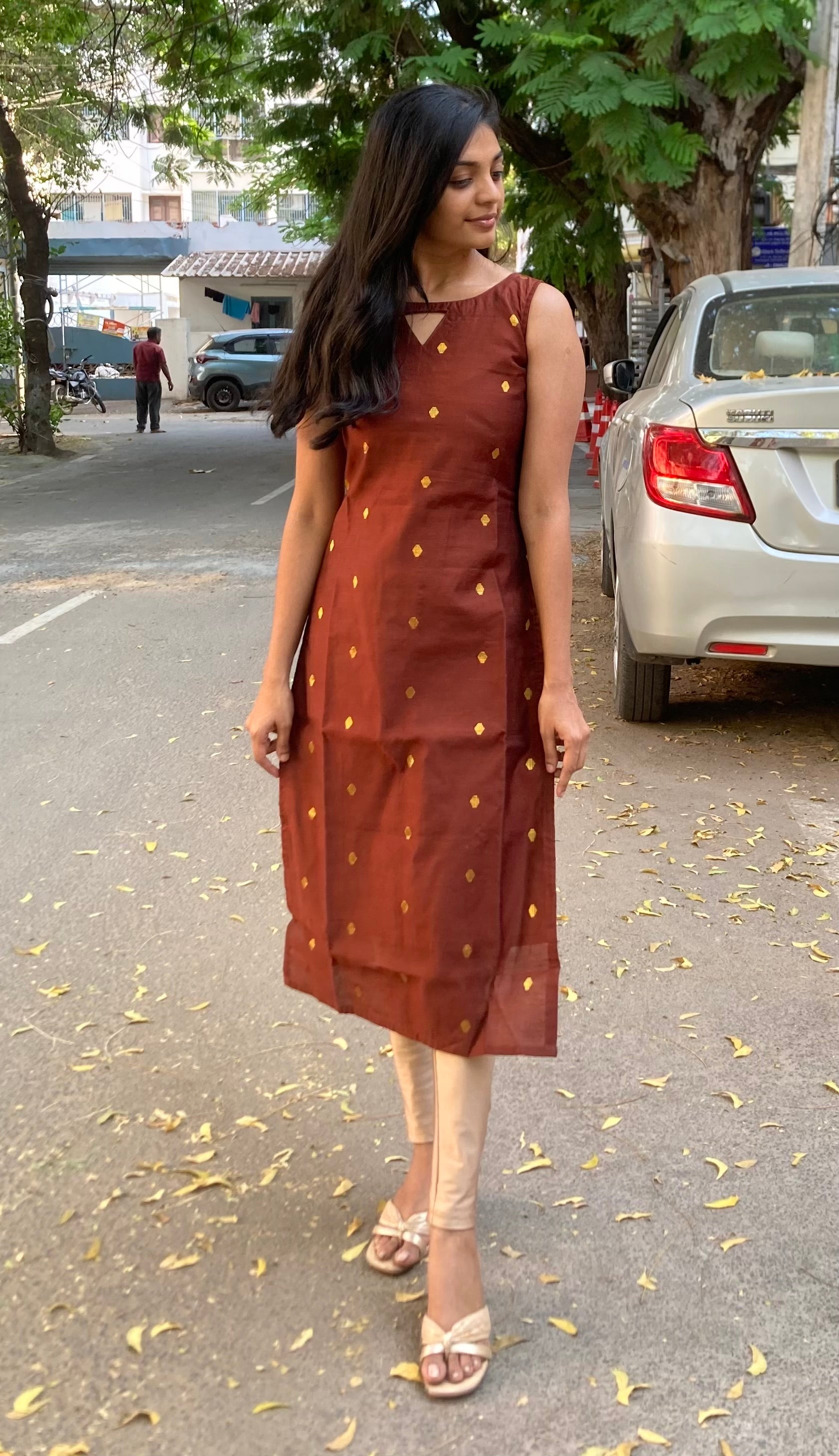 Brown butta kurti