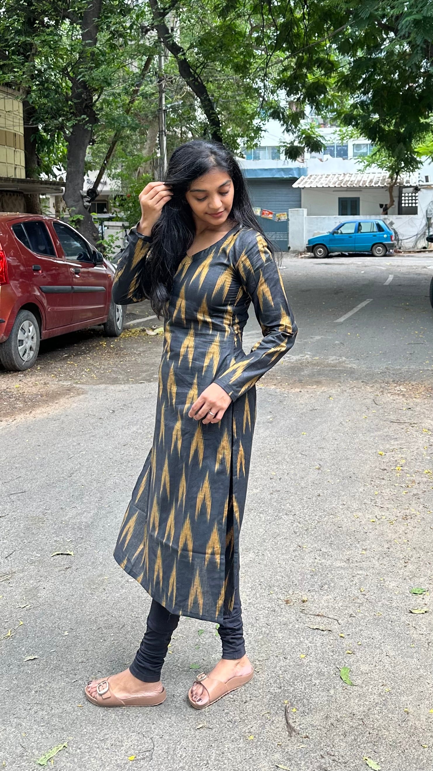 Golden Ikkat kurti