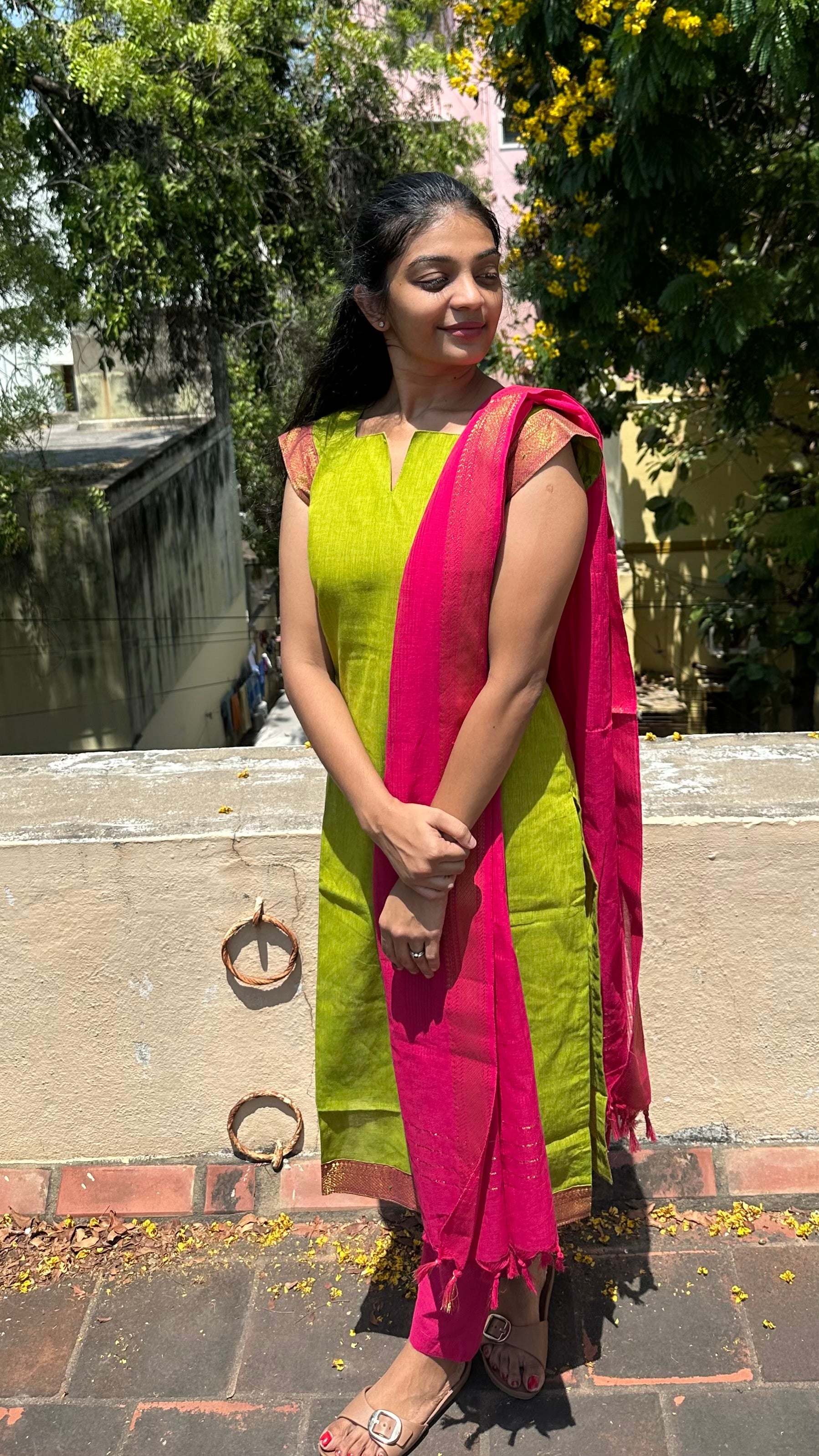 Mangalgiri- lime green (3pc)