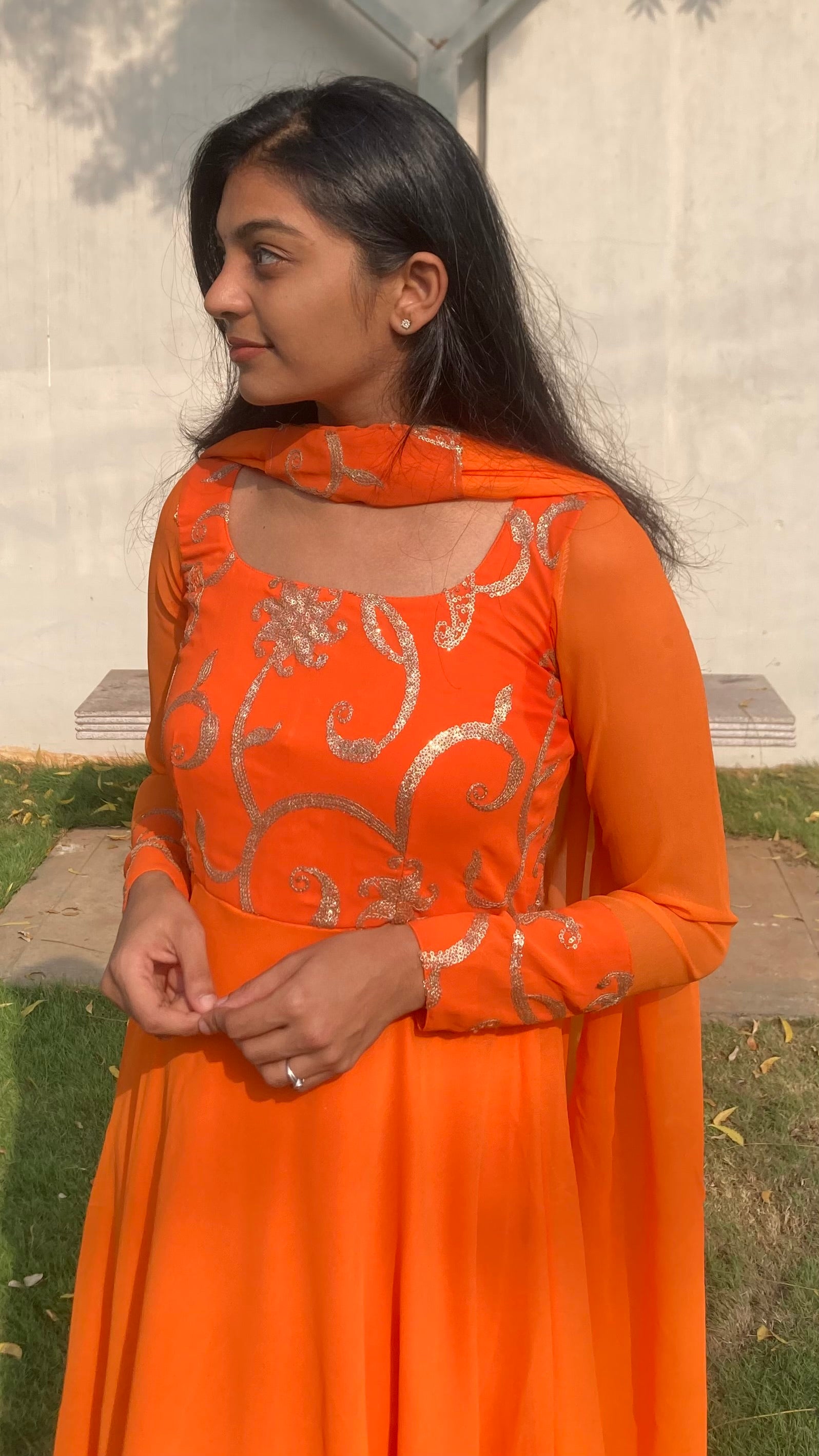 Rasna- Georgette Sequins Anarkali + shawl