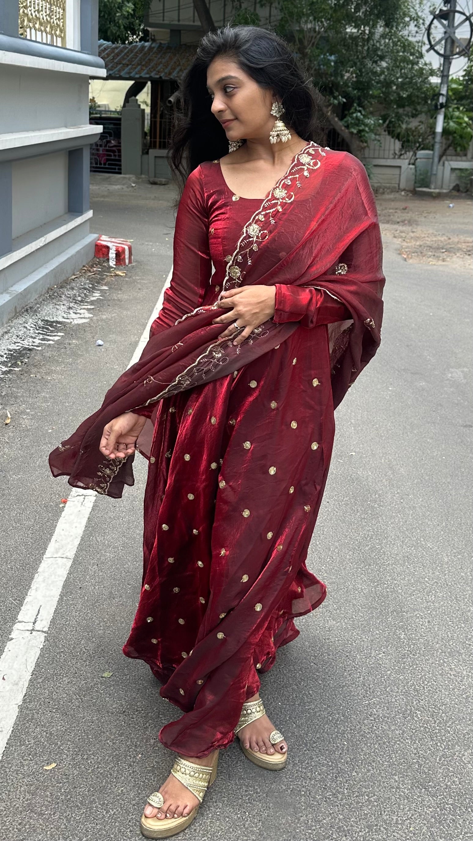 Burgundy - anarkali set