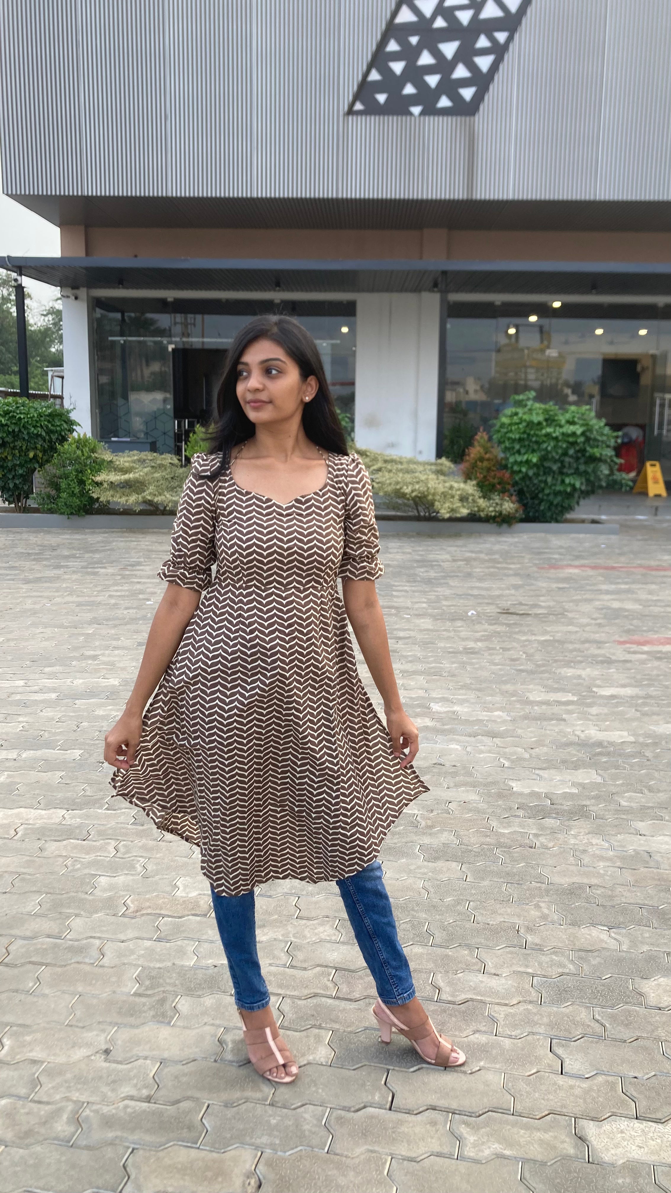 Cotton wide flare slit kurti